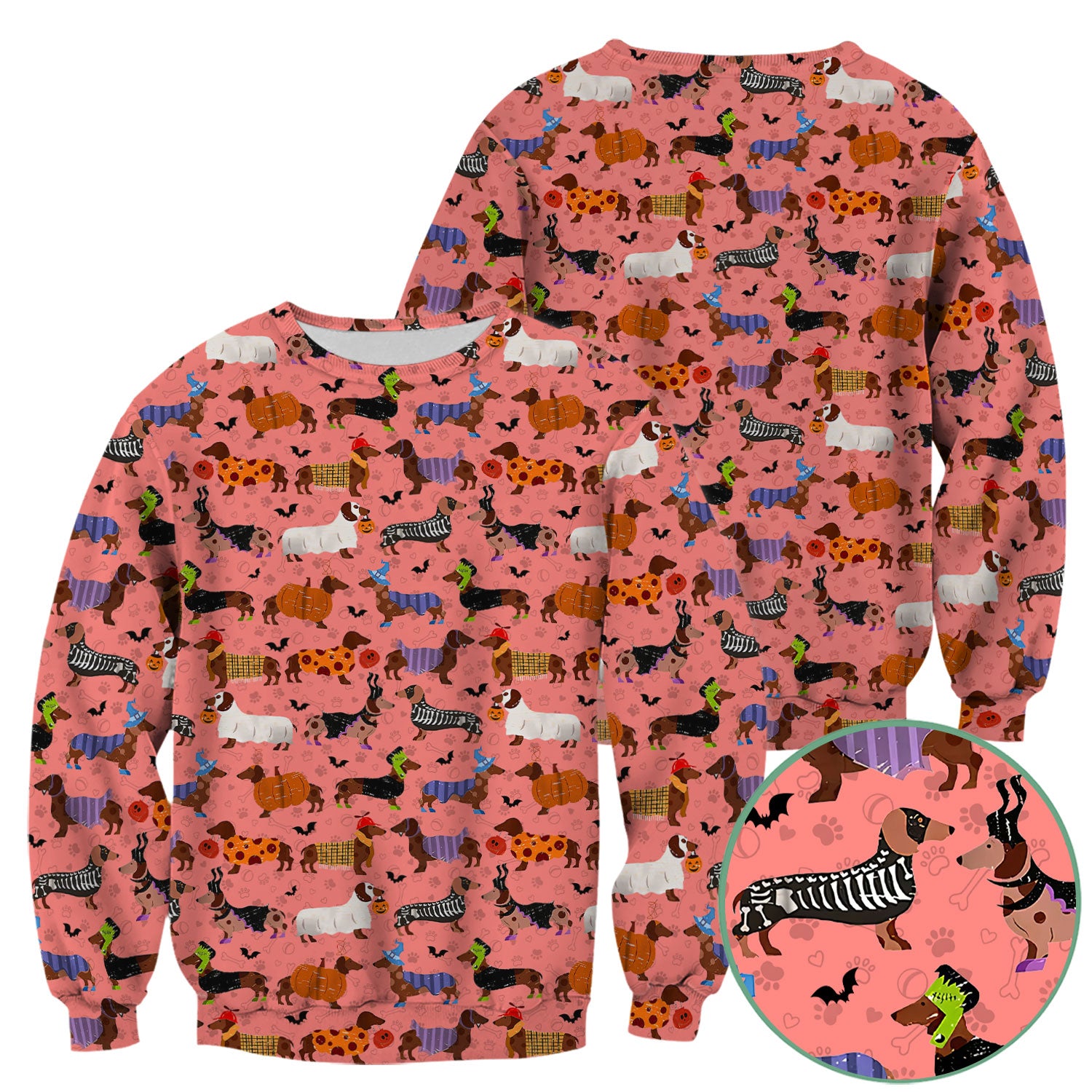 Funny Halloween Dachshund Scrub Top - Cute Sausage Dog Pumpkin Skeleton Nurse Shirt for Women - RN LPN CNA Medical Gift