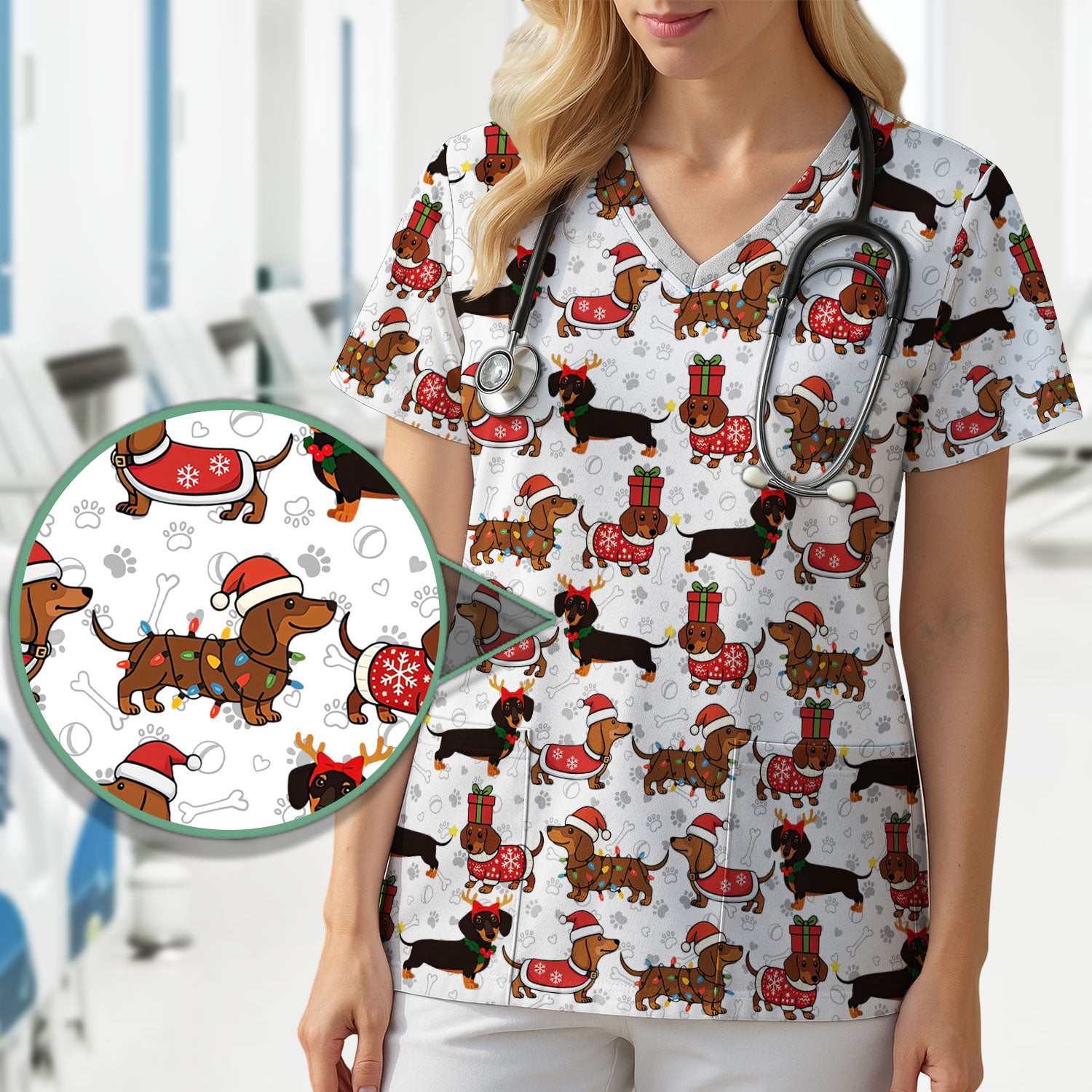 Cute Christmas Dachshund Shirt - Funny Wiener Dog in Santa Costume Multi Colors - Holiday Sausage Dog T-Shirt Gift for Pet Lovers