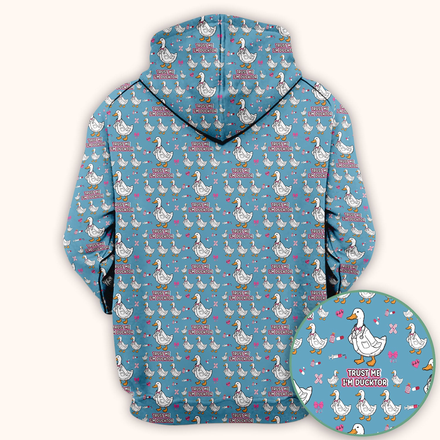 Trust Me I'm Ducktor Scrub Top, Funny Duck Pattern Scrub Shirt, Breathable Fabrics Nursing Uniform For Women