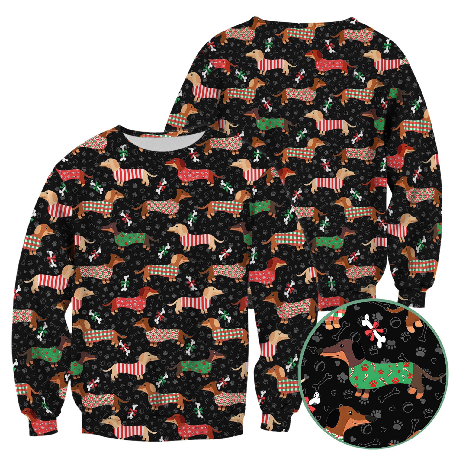 Christmas Dachshund Scrub Top for Women - Cute Sausage Dog Paw Print Nursing Uniform Holiday Shirt - Funny Xmas Medical Gift