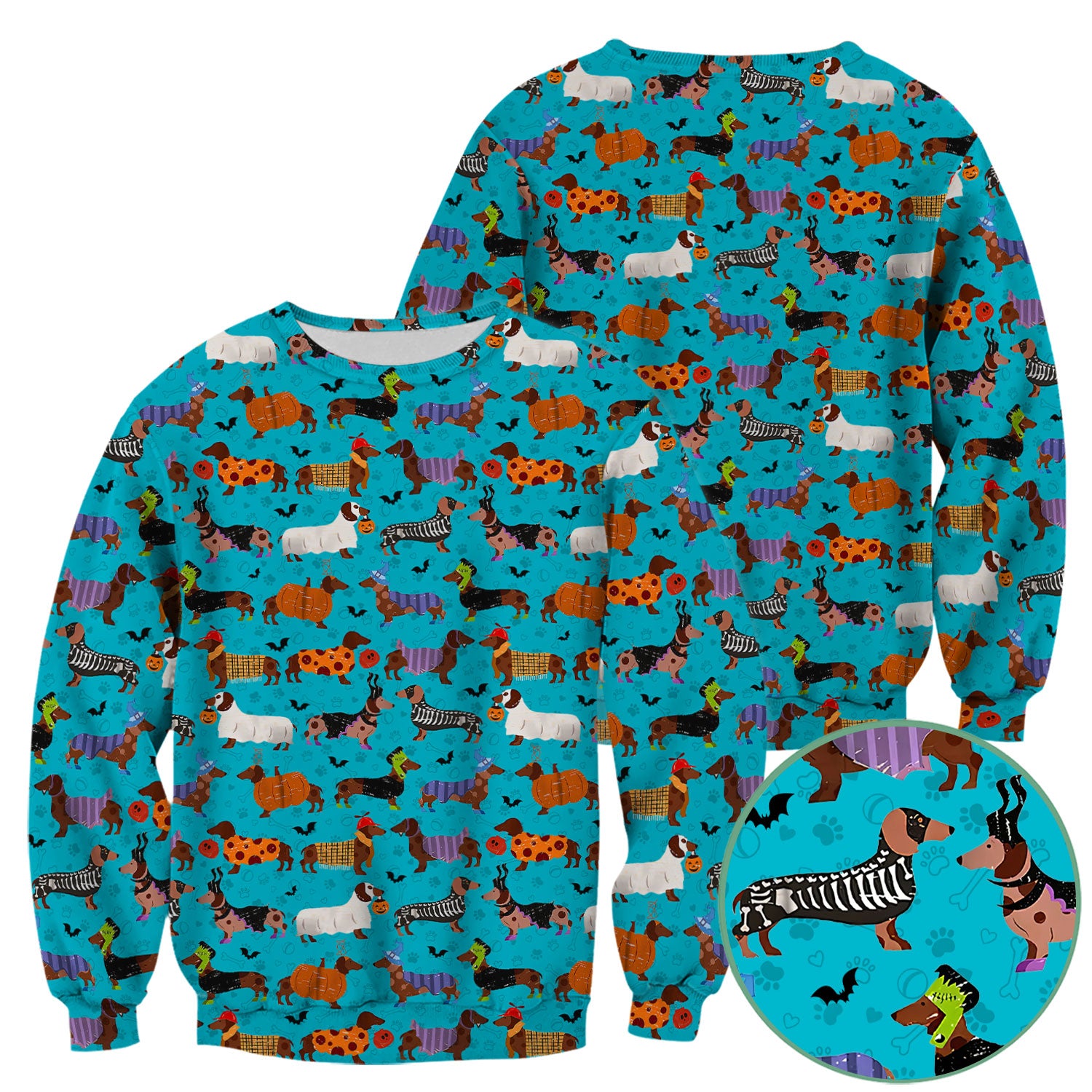 Funny Halloween Dachshund Scrub Top - Cute Sausage Dog Pumpkin Skeleton Nurse Shirt for Women - RN LPN CNA Medical Gift
