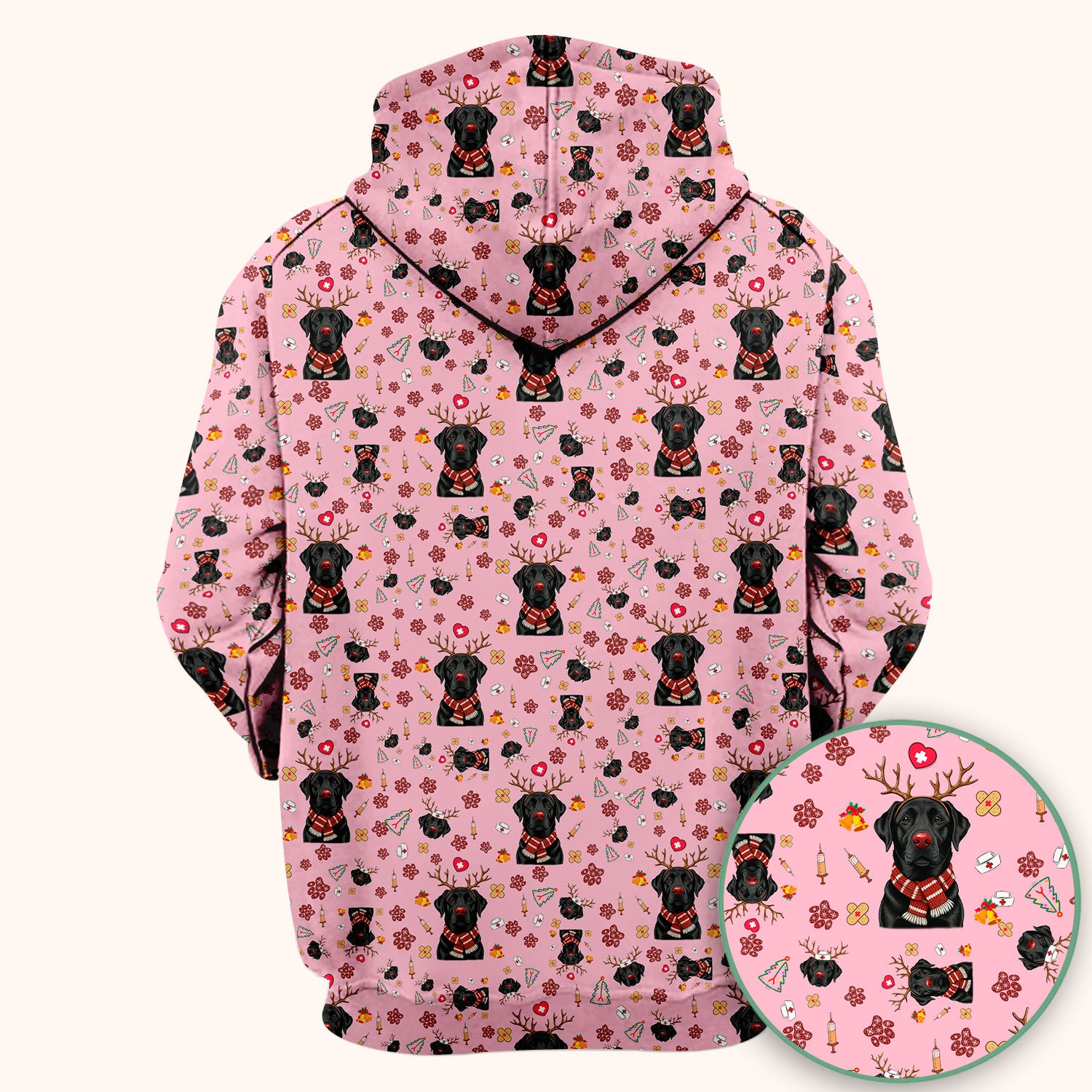 Black Lab Christmas Scrub Top - Funny Labrador Nurse Shirt - Cute Holiday Medical Uniform for Women RN LPN CNA Gift