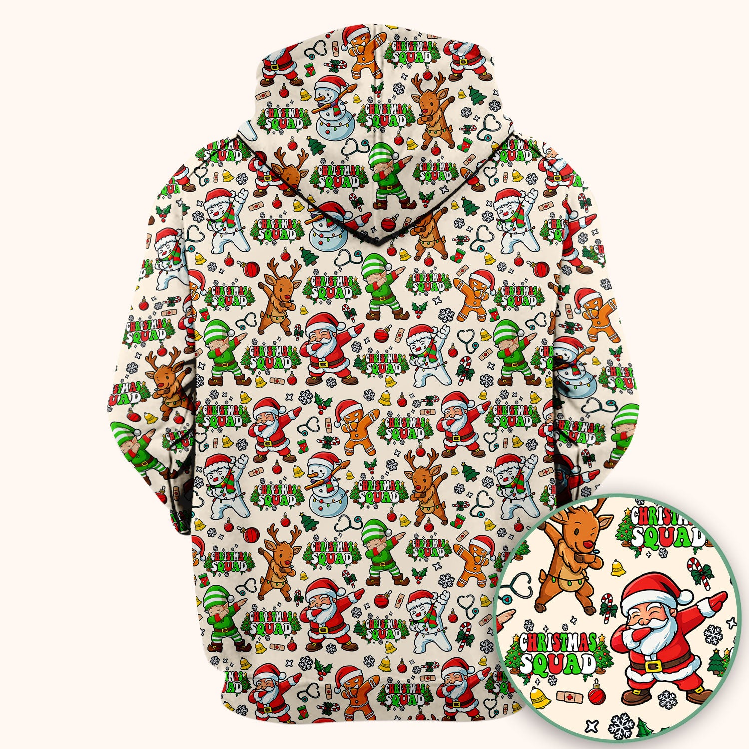 Christmas Squad Scrub Top - Funny Santa & Reindeer Shirt - Cute Holiday Medical Uniform for Nurses, Doctors & Vet Techs