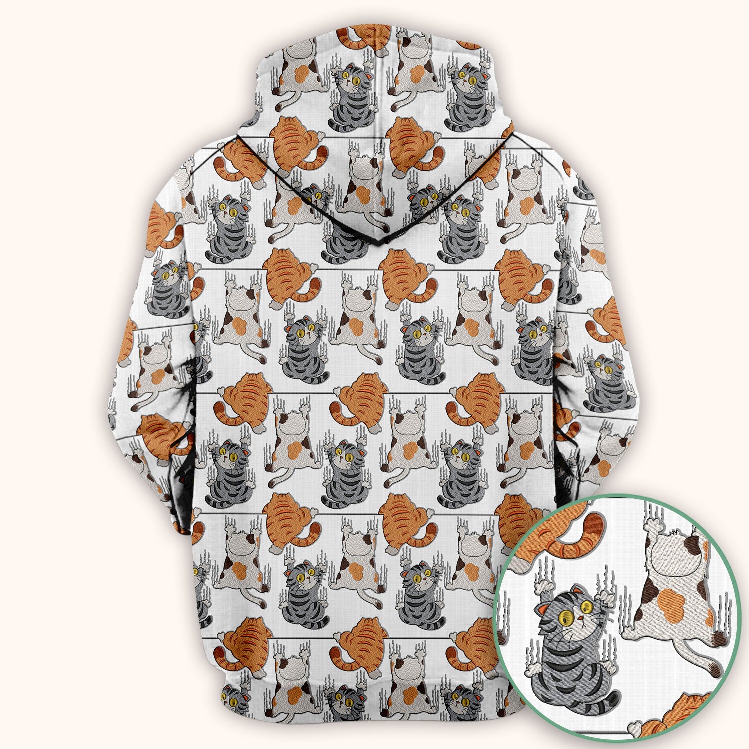 Cute Cat Pattern Nurse Scrub Top, Cats Medical Pattern Shirt, Breathable Fabrics Nursing Uniform