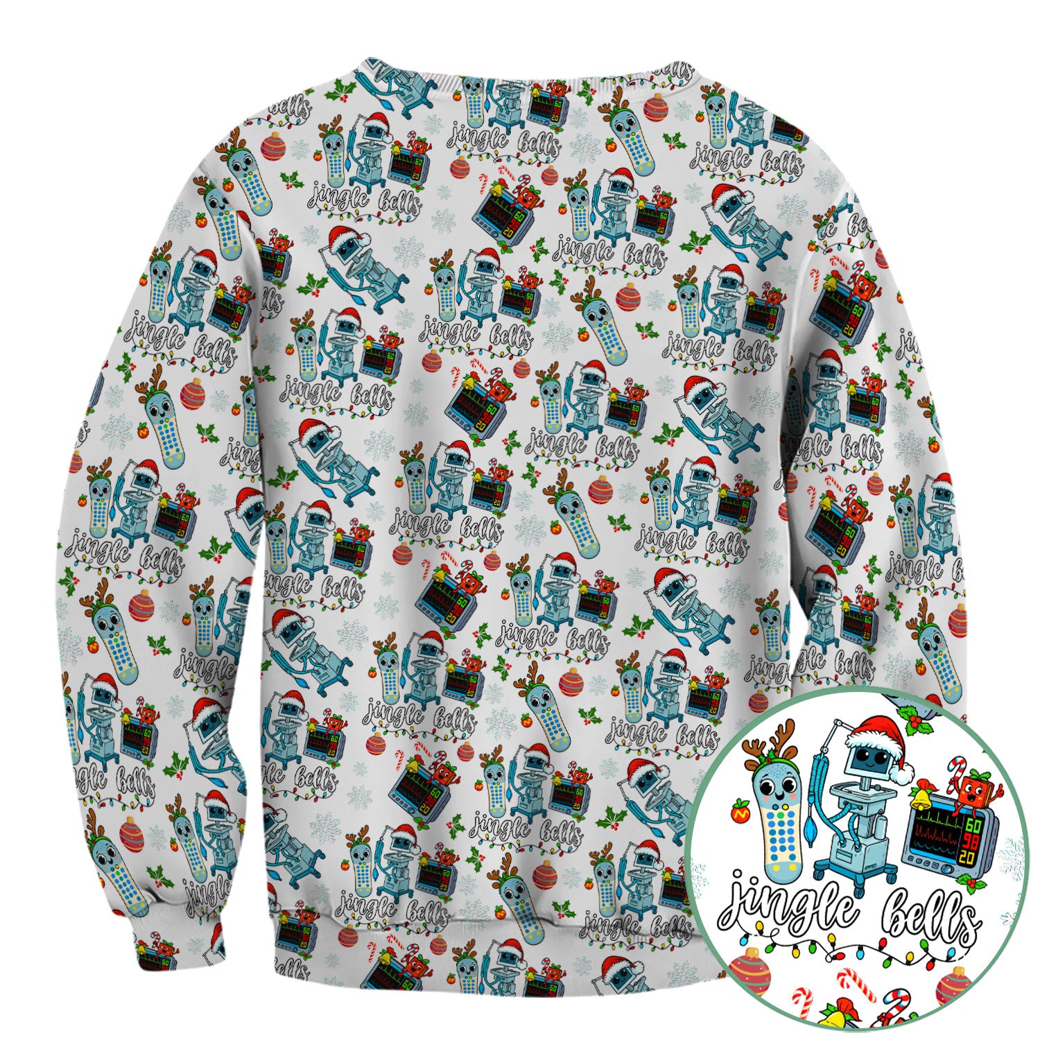 Jingle Bells Christmas Scrub Top - Funny Xmas Scrubs for Nurses - Breathable Fabrics Nursing Uniform for RN CNA LPN
