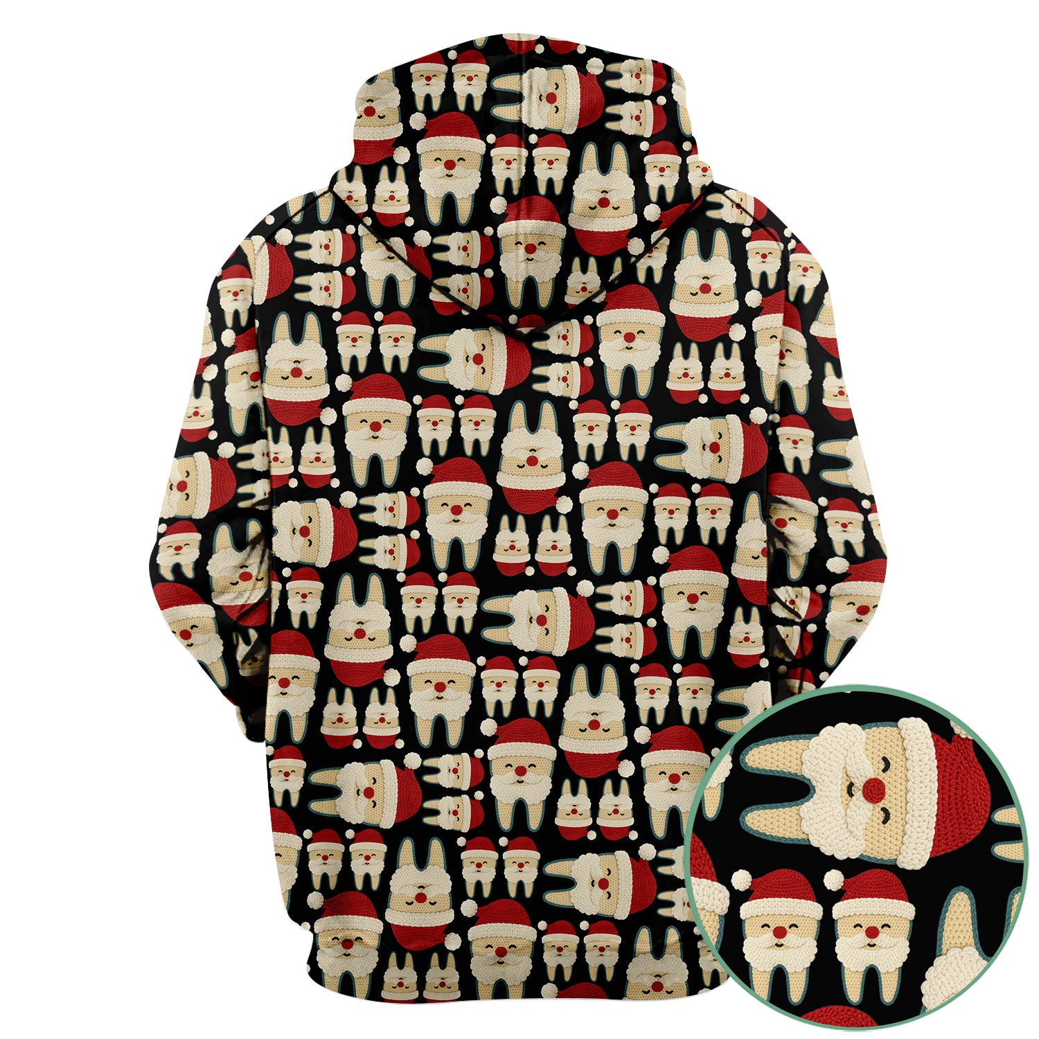 Christmas Tooth Scrub Top - Cute Santa Tooth Pattern for Dentists & Hygienists - Crochet Style Holiday Medical Uniform for Women