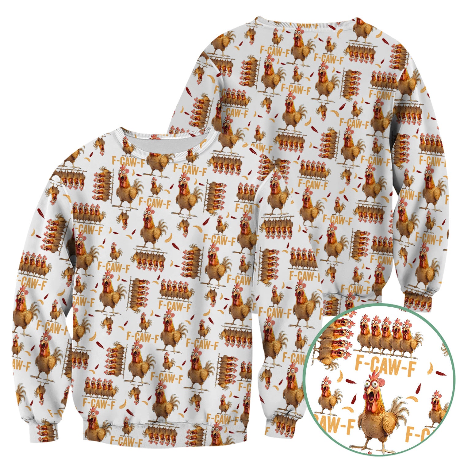 Funny Chicken Nurse Scrub Top for Women - Crazy Rooster F-CAW-F Medical Shirt - Quirky Farm Animal Nursing Uniform Gift RN LPN CNA