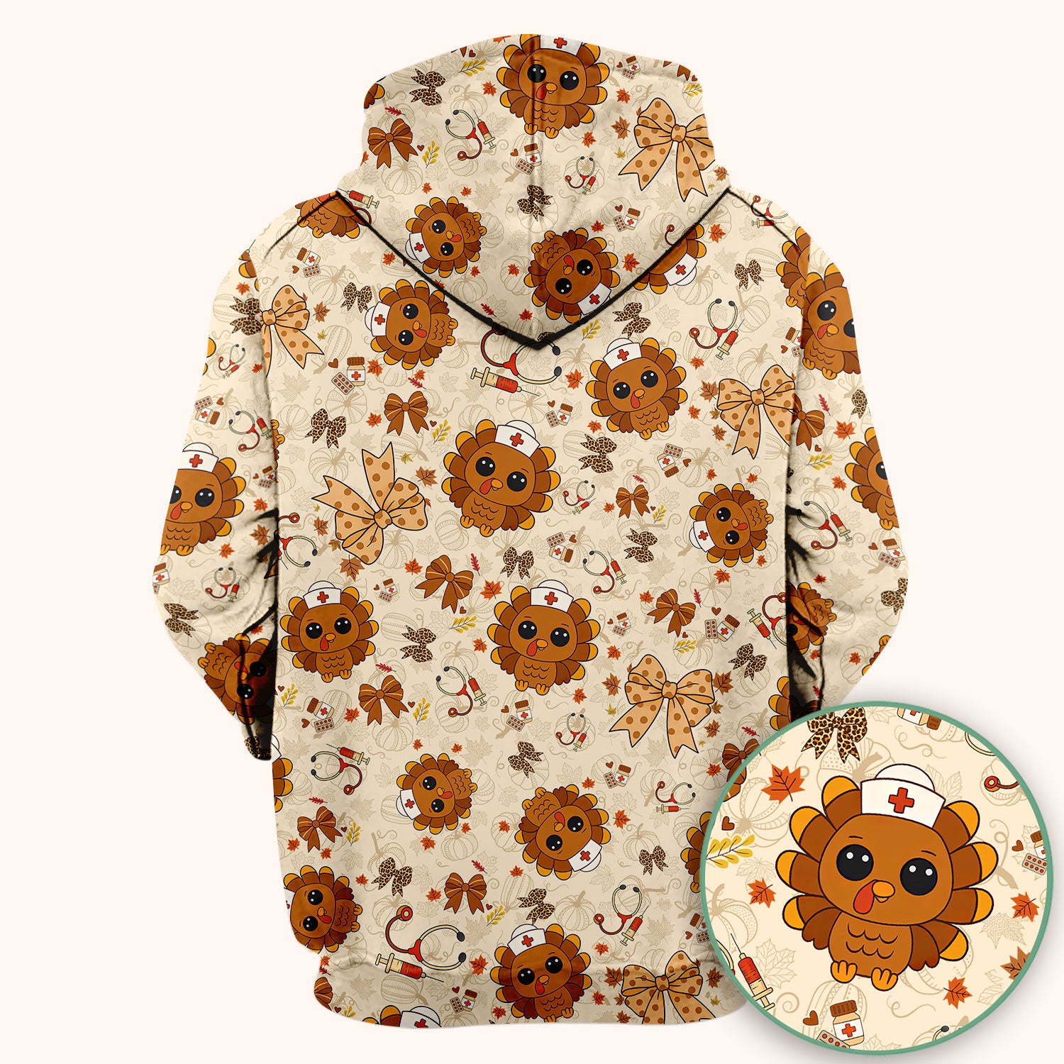 Thanksgiving Turkey Scrub for Nurses - Breathable Fabrics Nursing Uniform - Autumn Med Shirt Gift for Women