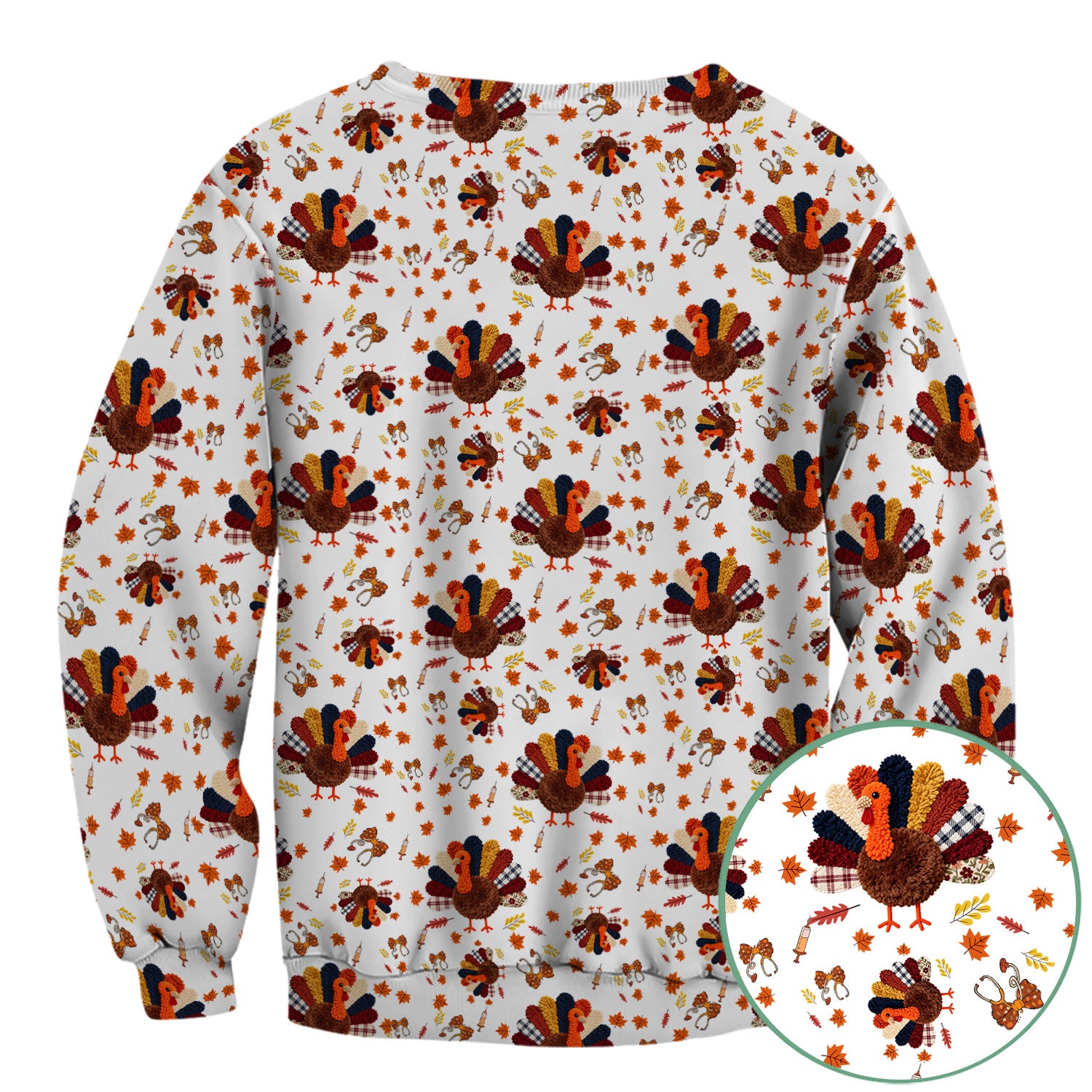 Thanksgiving Comfortable Scrubs for Nurses - Funny Autumn Turkey Shirt - Breathable Fabrics Nursing Uniform