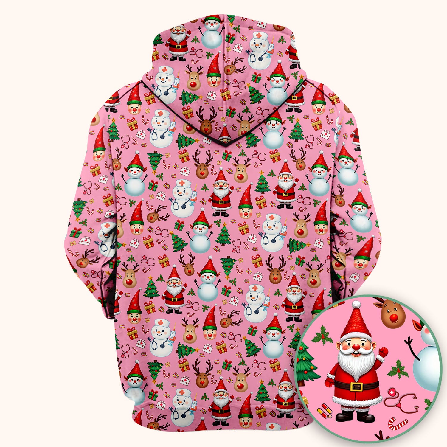 Christmas Nurse Scrub Top - Cute Snowman Santa Reindeer Pattern Medical Shirt - Festive Holiday Scrubs for Women RN CNA LPN