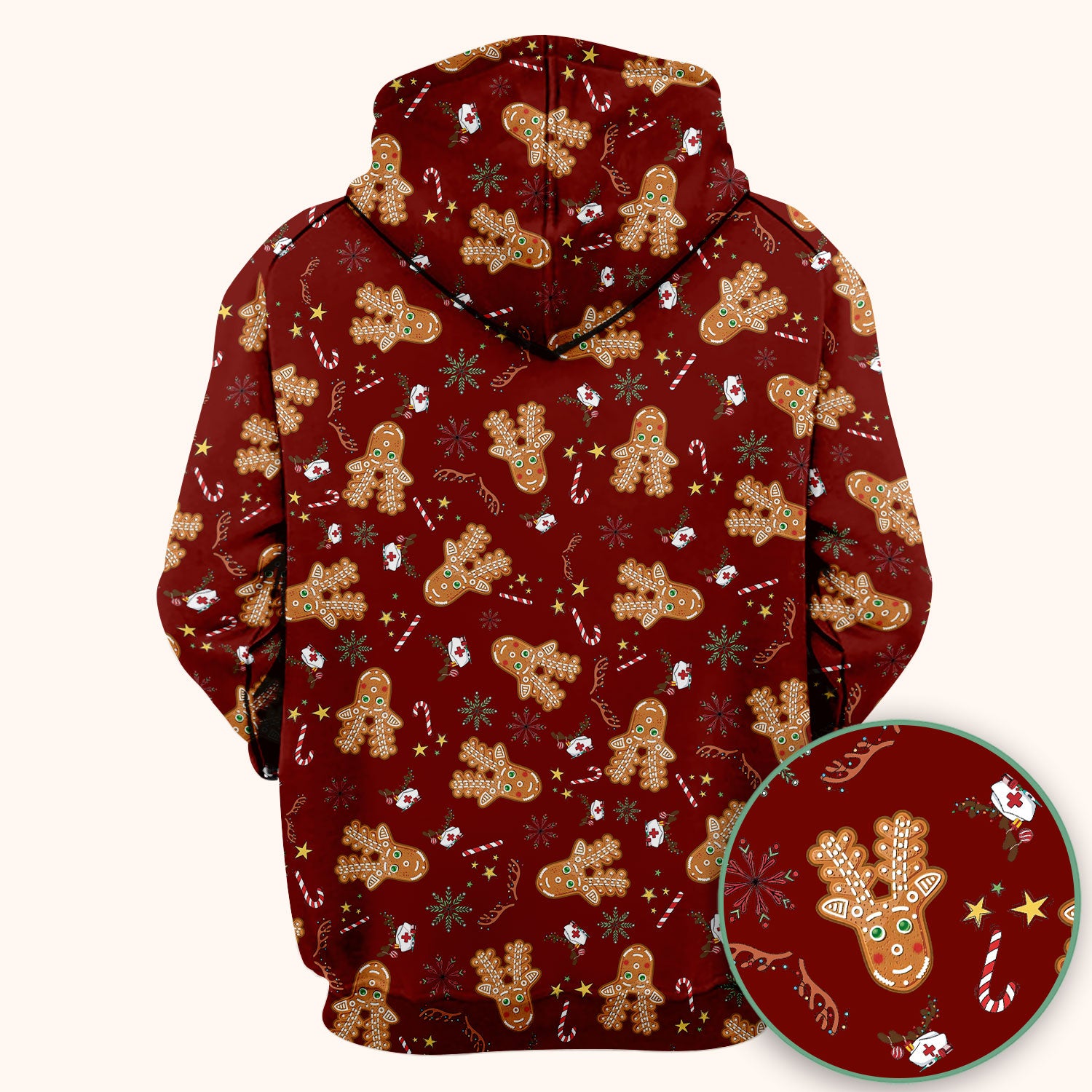 Gingerbread Cookies Reindeer Scrub Top - Funny Christmas Gingerbread Breathable Med Uniform - Comfortable Scrubs for RN CNA LPN