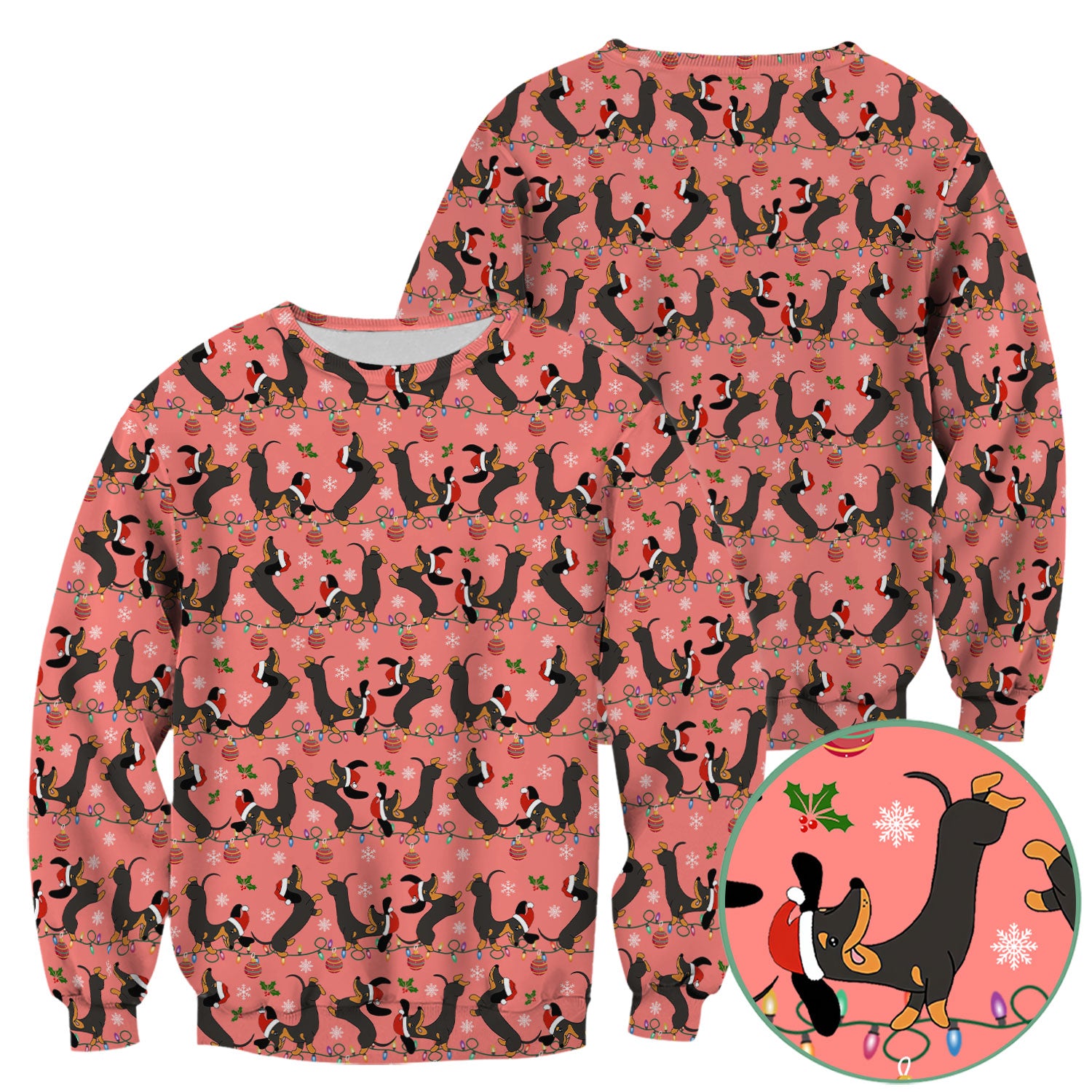 Festive Dachshund Christmas Scrub Top - Adorable Holiday Wiener Dog Nurse Shirt for Women - Cute Medical Uniform for RN CNA LPN