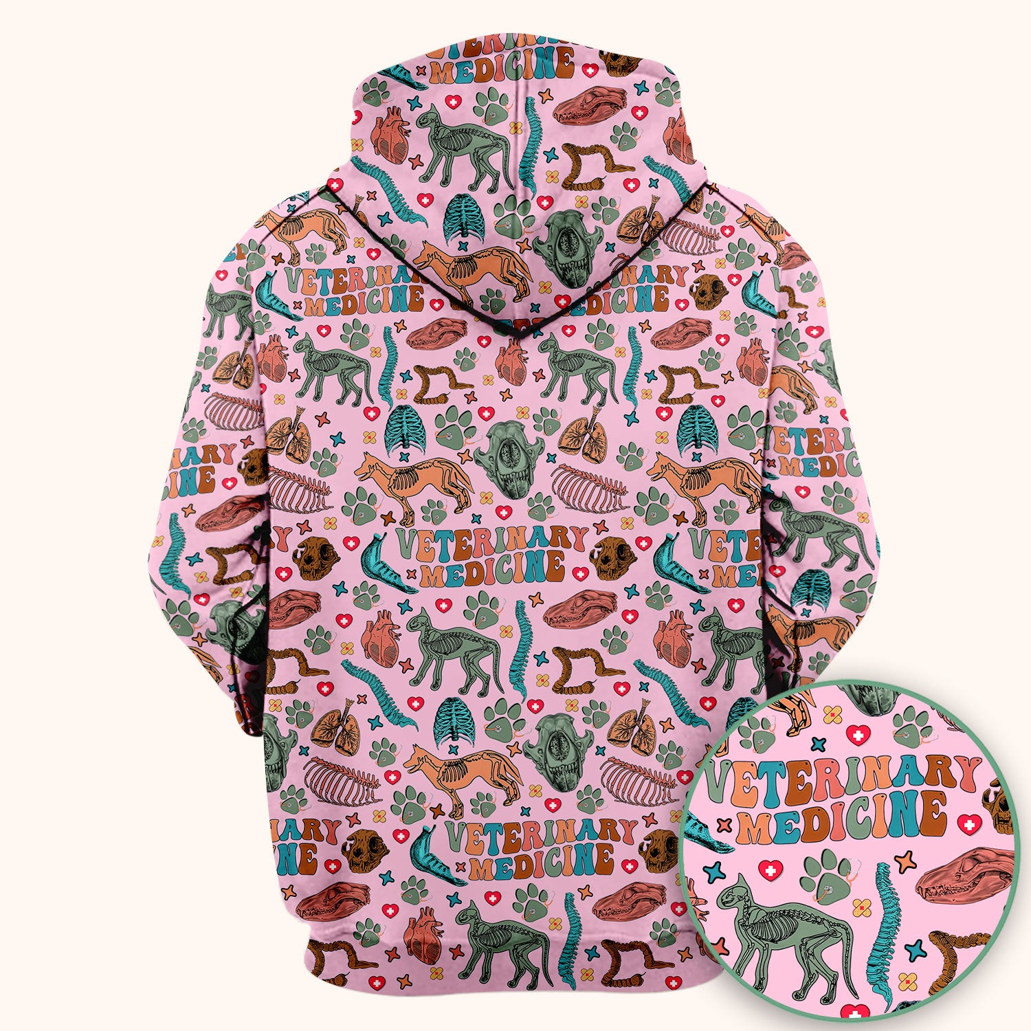Veterinary Medicine Scrub Top - Cute Animal Anatomy Pattern Medical Shirt - Fun Vet Tech Nurse Scrubs for Women