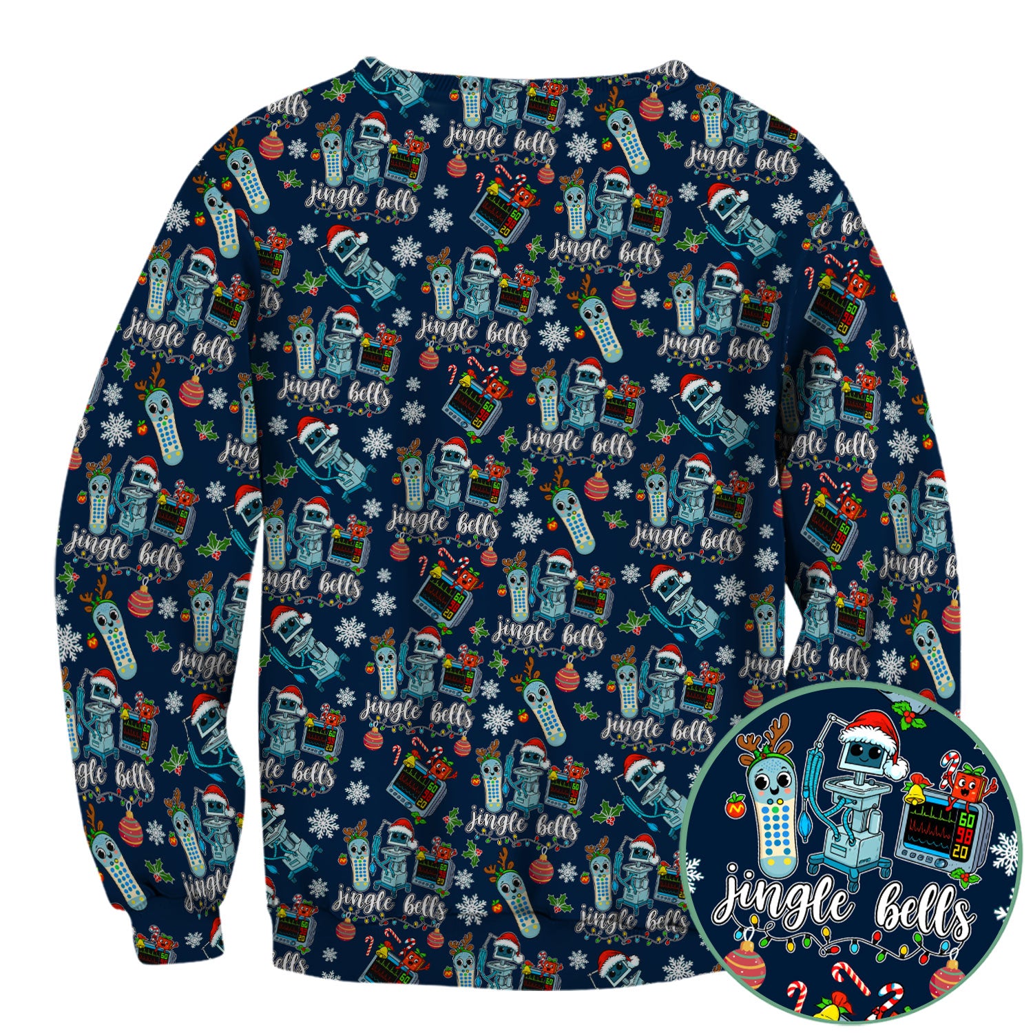 Jingle Bells Christmas Scrub Top - Funny Xmas Scrubs for Nurses - Breathable Fabrics Nursing Uniform for RN CNA LPN