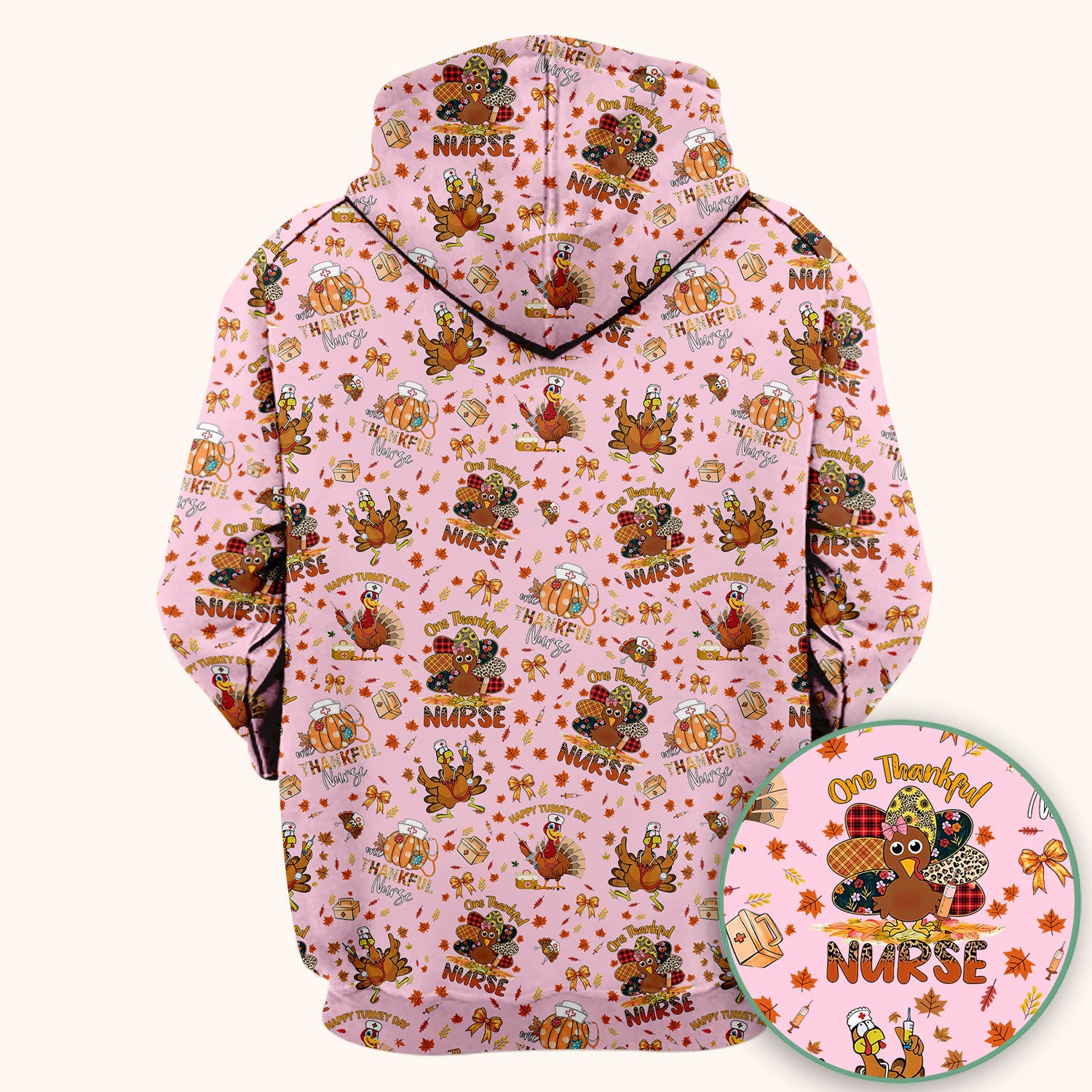 Thanksgiving Nurse Fall Scrub Top for Women - Cute Turkey and Pumpkin Shirt - Autumn Medical Shirt Gift for RN CNA LPN Doctor