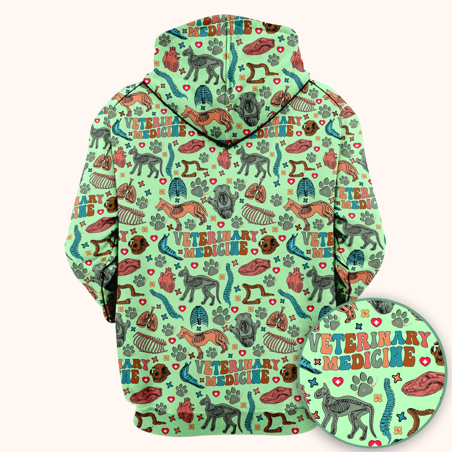 Vet Tech Scrub Top - Veterinary Medicine Pattern - Animal Medical Uniform for Women Nurse Gift
