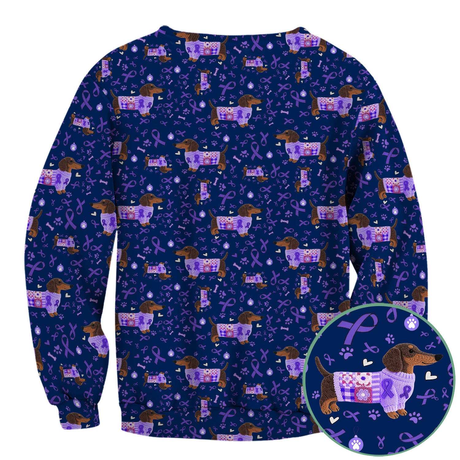 Wiener Dog Purple Ribbon Cancer Awareness Scrub - Breathable Fabrics Nursing Uniform - Comfortable Scrubs for Nurses