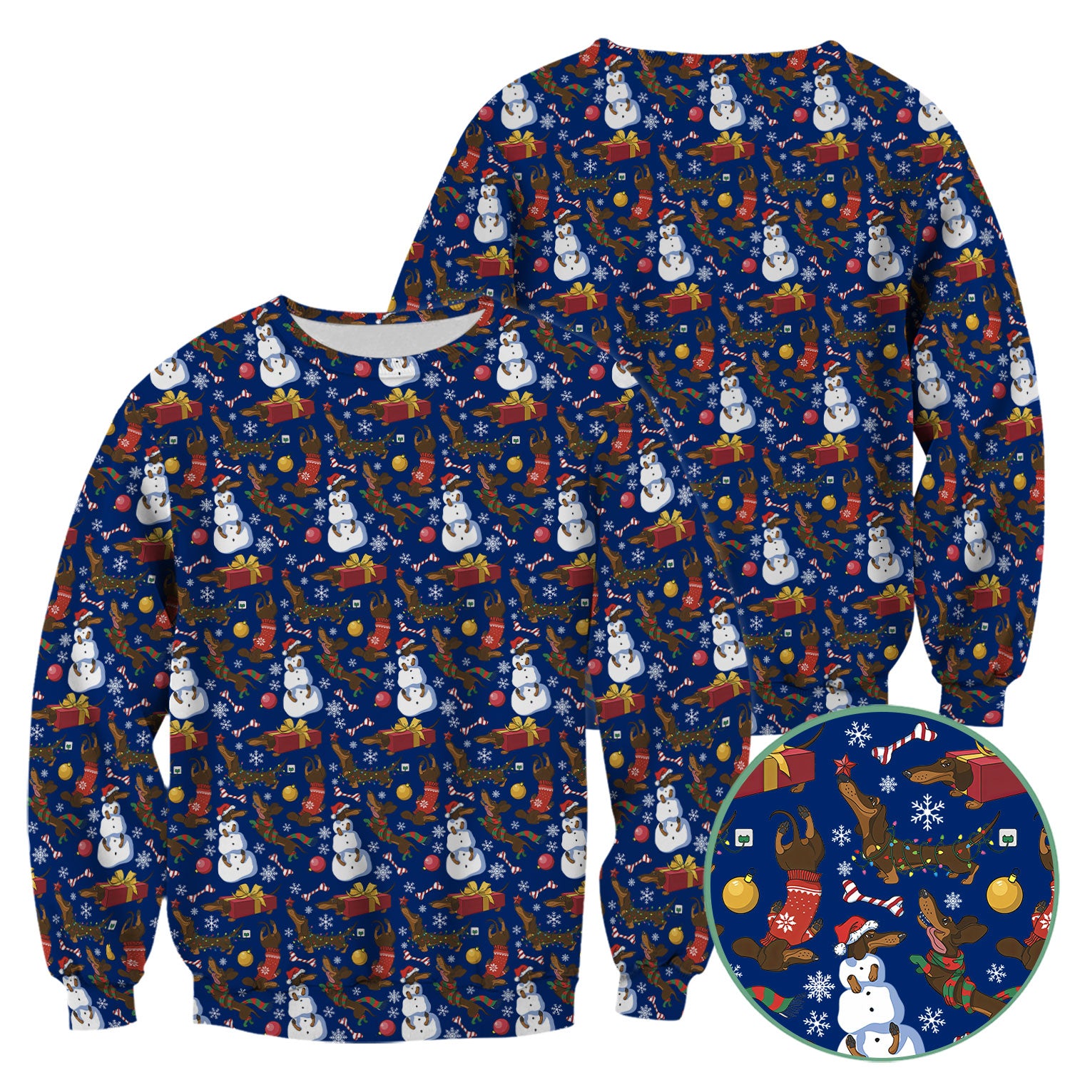 Custom Nurse Scrubs for Women - Christmas Dachshund Dog & Snowman Print - Multi Color Nursing Shirt Holiday Gift for Nurses