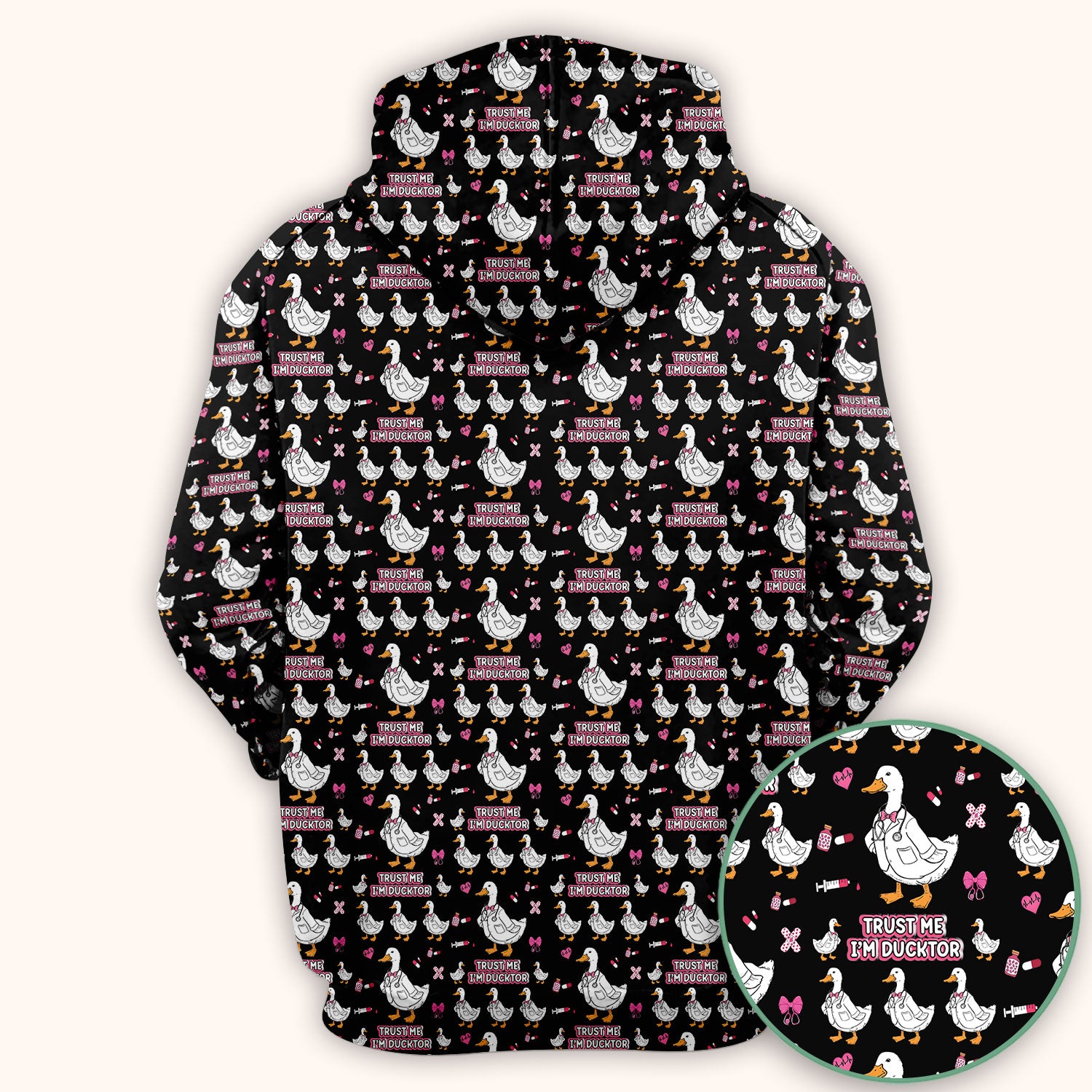 Trust Me I'm Ducktor Scrub Top, Funny Duck Pattern Scrub Shirt, Breathable Fabrics Nursing Uniform For Women