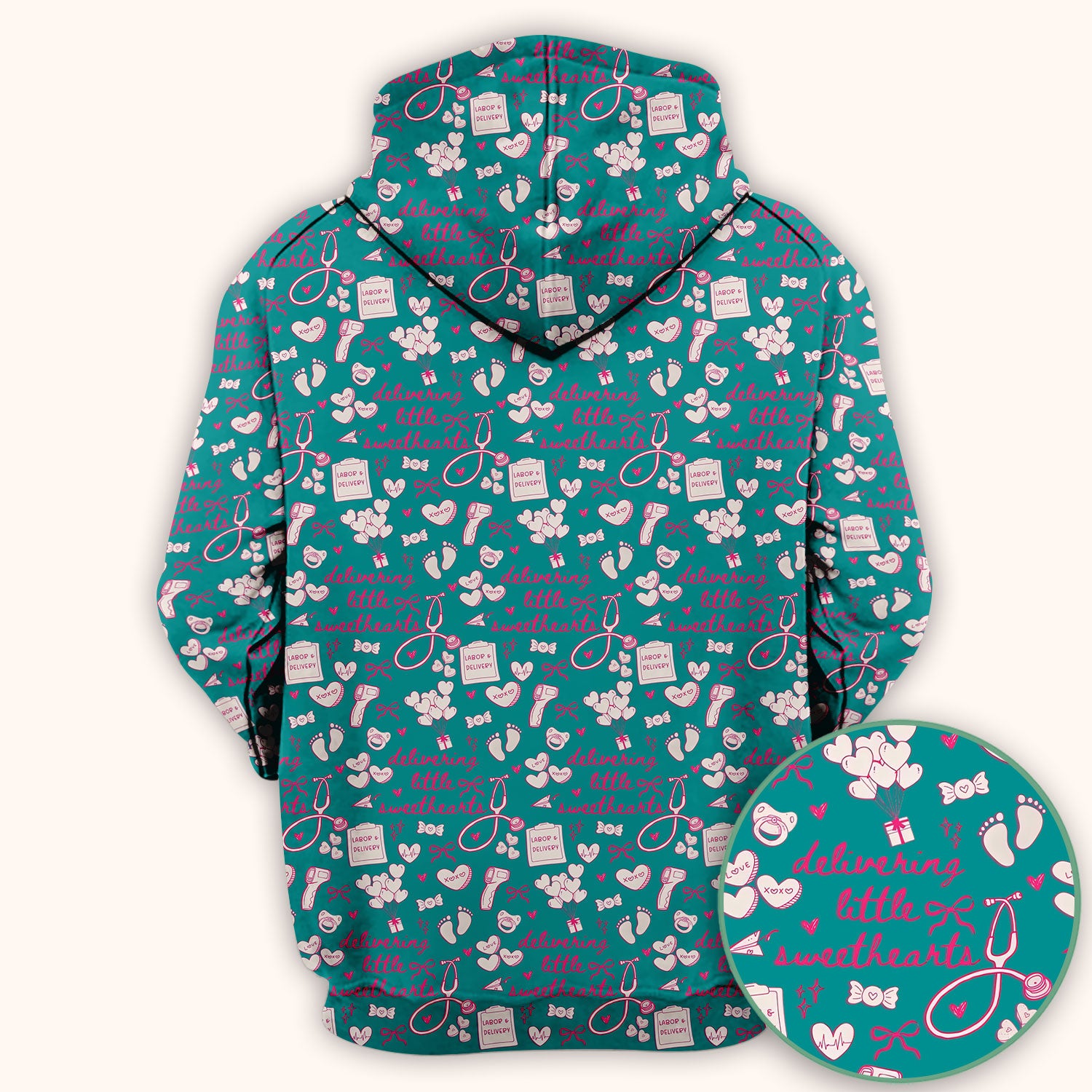 Valentine Labor And Delivery Scrub Top, XOXO Pattern Scrub Shirt, Breathable Fabrics Nursing Uniform For Women