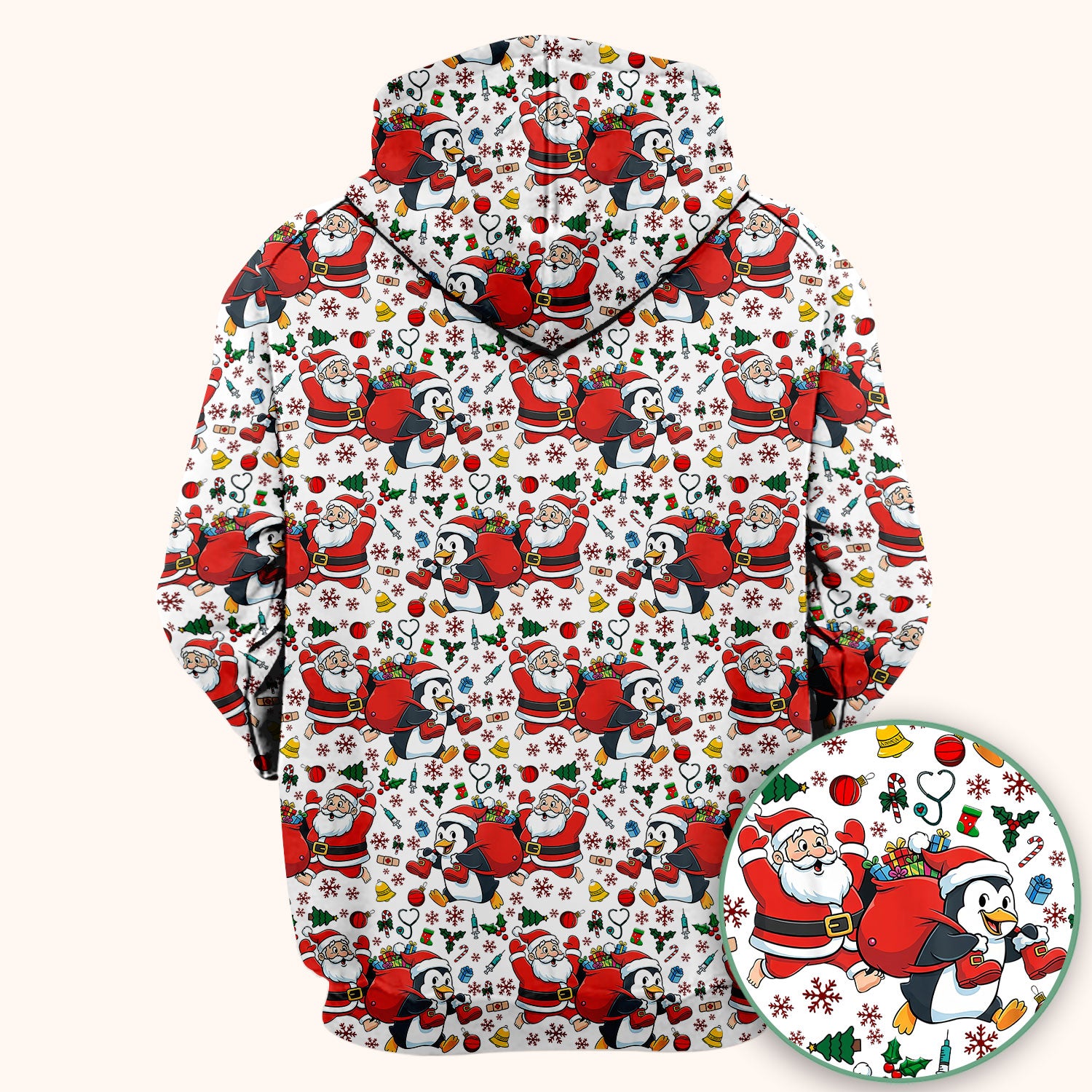 Funny Penguin Christmas Scrub Top - Santa Holiday Nurse Uniform for Women - Medical Gift for RN CNA LPN