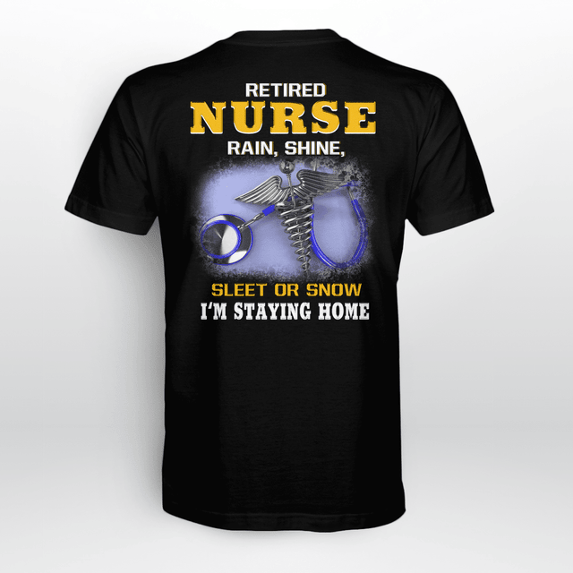 Personalized Funny Retired Nurse  – Stethoscope and Caduceus Design – Relaxed Gift for RN LPN CNA Healthcare Workers - Multiple Color Options