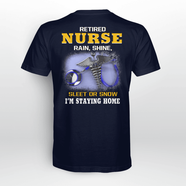 Personalized Funny Retired Nurse  – Stethoscope and Caduceus Design – Relaxed Gift for RN LPN CNA Healthcare Workers - Multiple Color Options