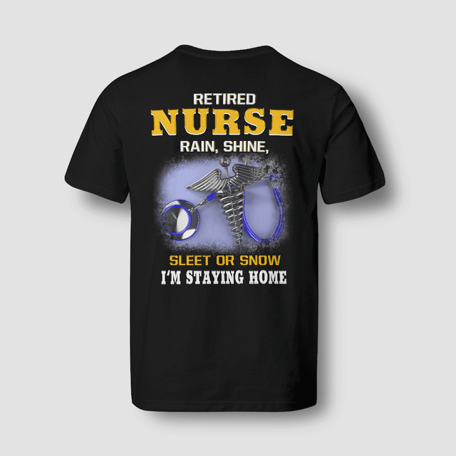 Personalized Funny Retired Nurse  – Stethoscope and Caduceus Design – Relaxed Gift for RN LPN CNA Healthcare Workers - Multiple Color Options