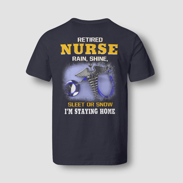 Personalized Funny Retired Nurse  – Stethoscope and Caduceus Design – Relaxed Gift for RN LPN CNA Healthcare Workers - Multiple Color Options