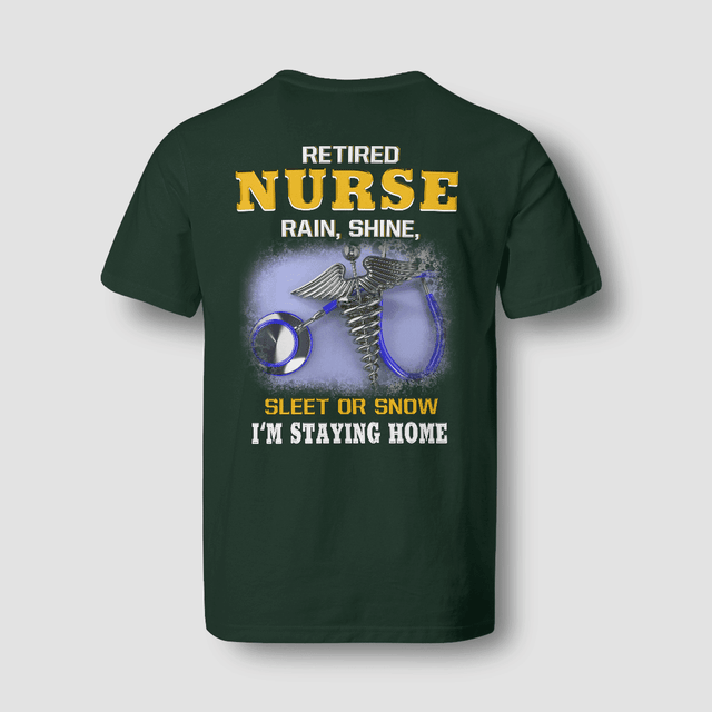 Personalized Funny Retired Nurse  – Stethoscope and Caduceus Design – Relaxed Gift for RN LPN CNA Healthcare Workers - Multiple Color Options