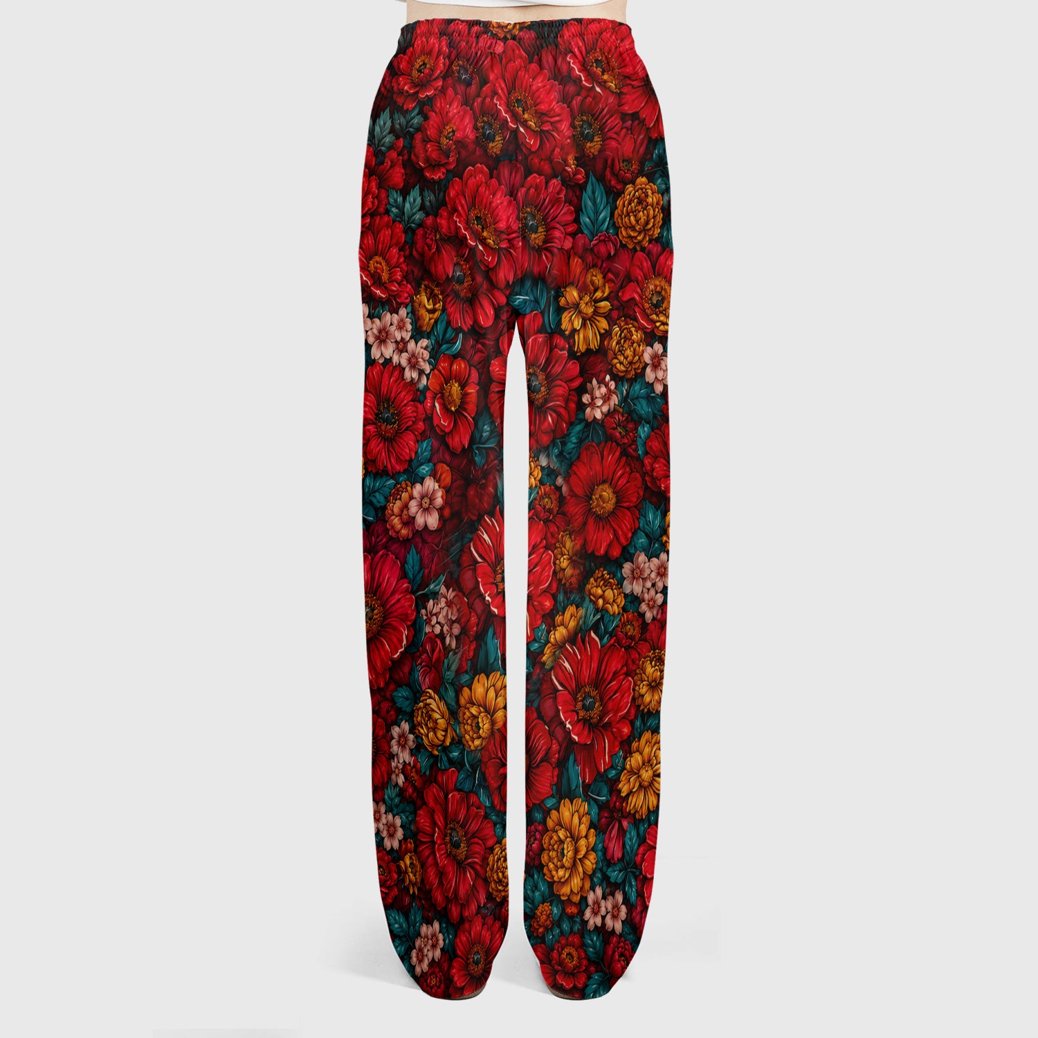 Adorable Tabby Cat Floral Garden Pattern Scrub Set, Scrub Pants and V Neck Top