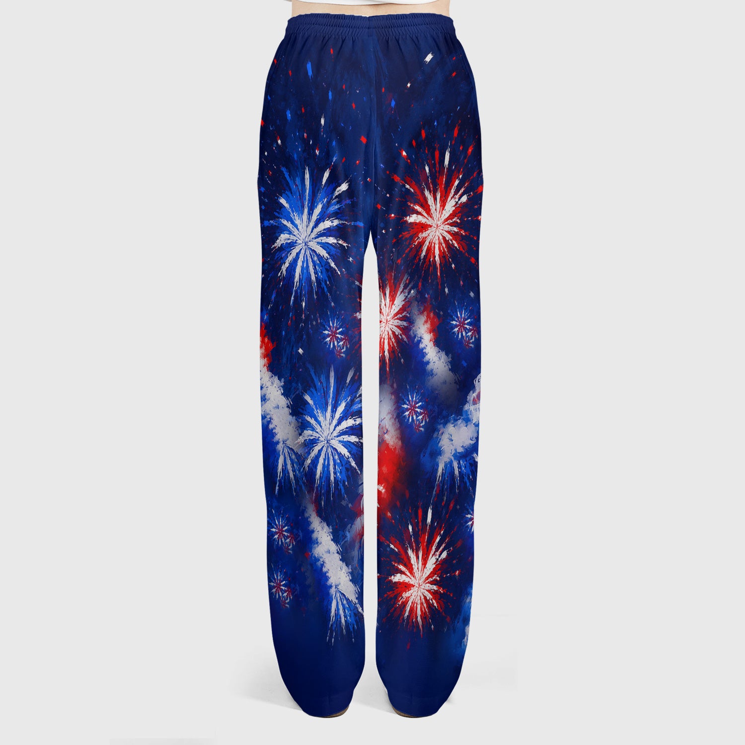 Funny Patriotic Sheep Fireworks Print Scrub Set, Scrub Pants and V Neck Top