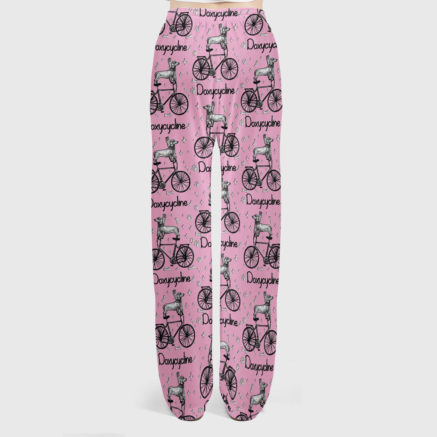 Funny Doxycycline Dog Bicycle Print Scrub Set, Scrub Pants and V Neck Top