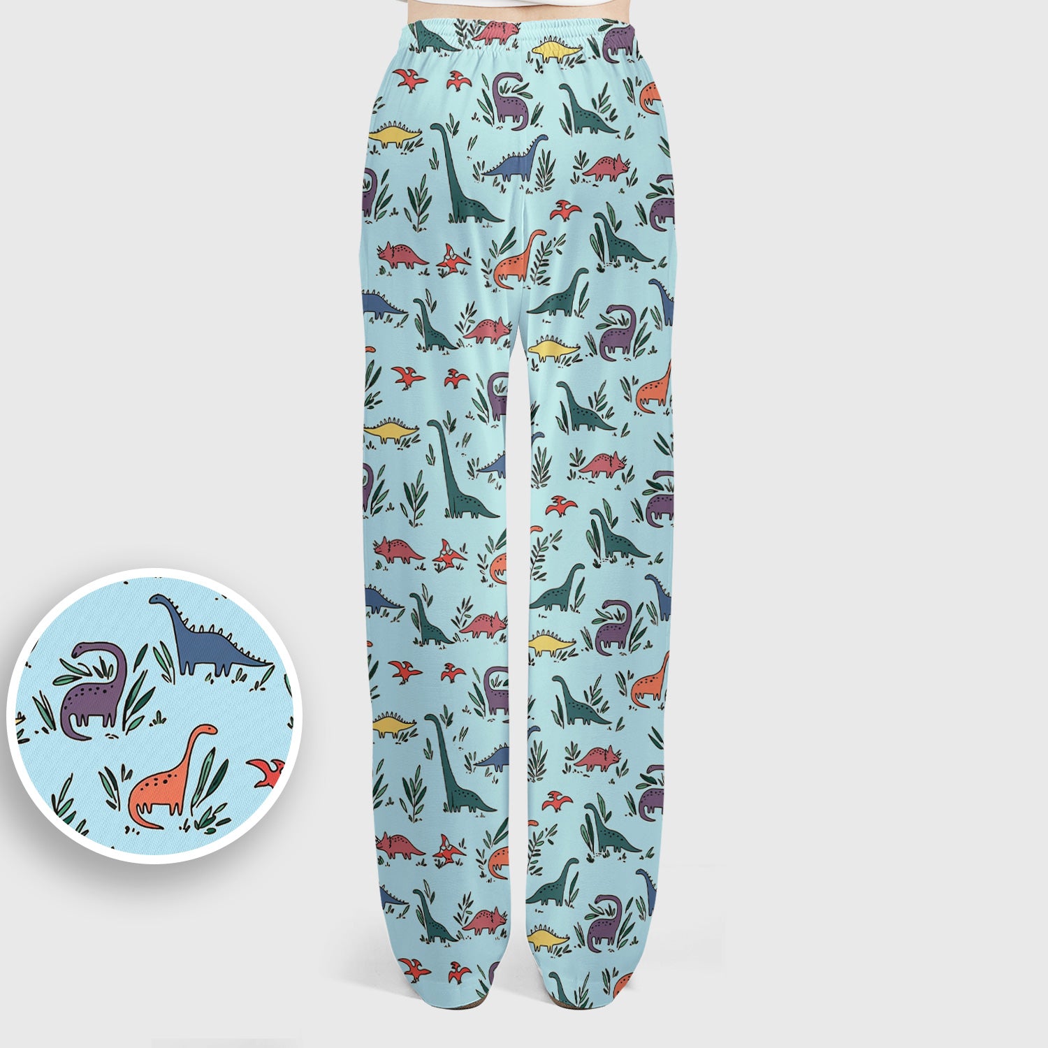 Cute Dinosaur Leafy Garden Pattern Scrub Set, Breathable Fabrics Nursing Uniform