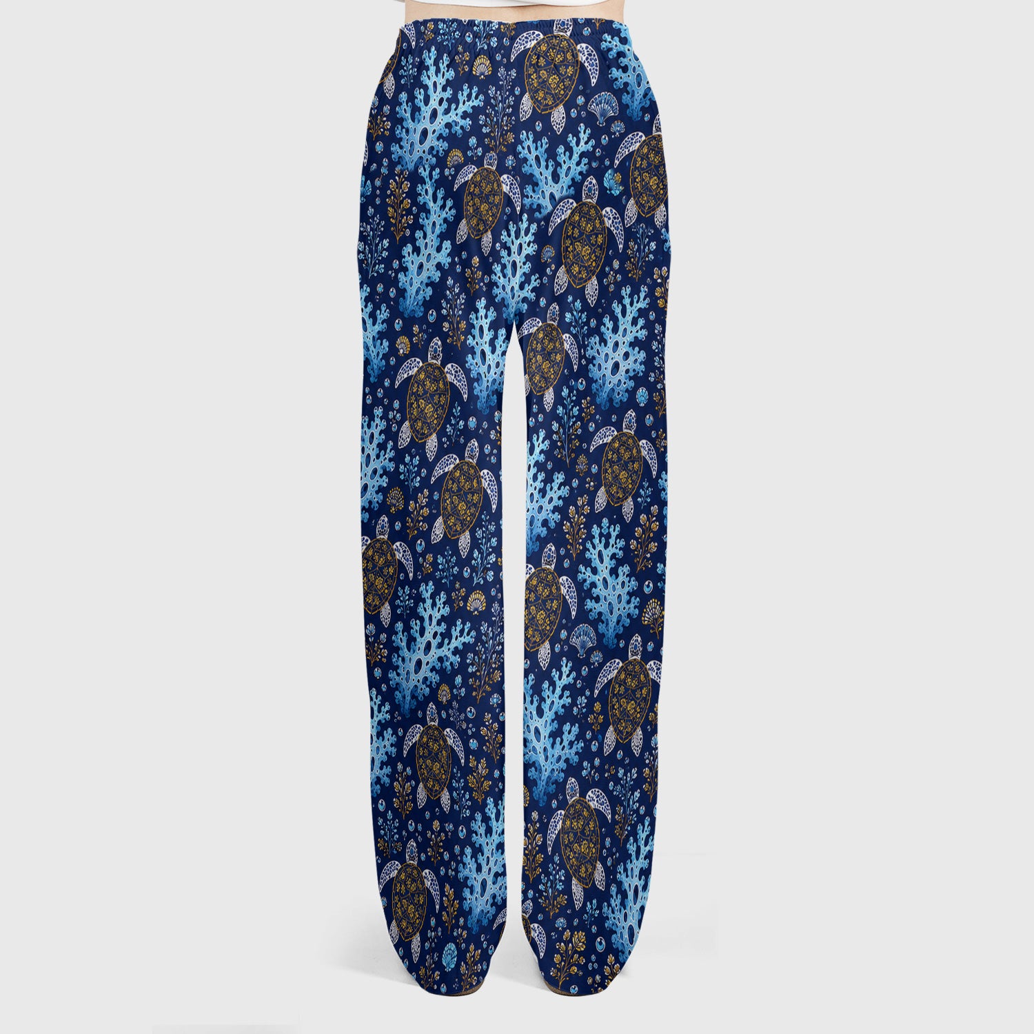Ocean Turtle Coral Nurse Pattern Scrub Set, Scrub Pants and V Neck Top