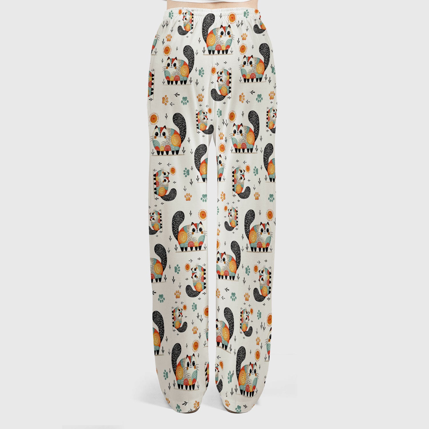 Playful Cat Illustration Women's Scrub Set, Breathable Med Uniform