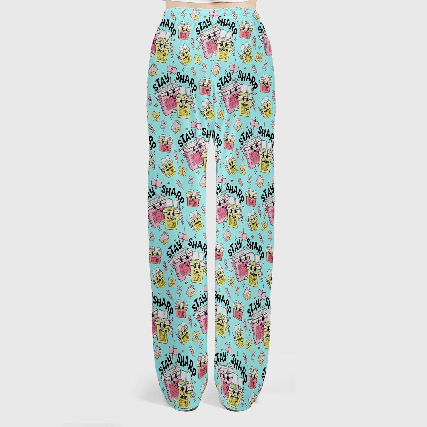 Stay Sharp Nurse Scrub Set, Cute Medical Pattern Scrubs, Breathable Fabrics Nursing Uniform