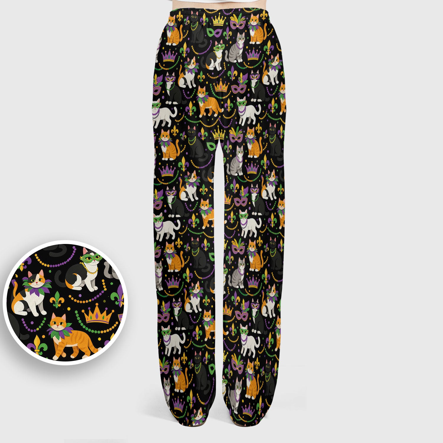 Cat Mardi Gras Nurse Scrub Set, Comfortable Uniform Scrubs For Nursing