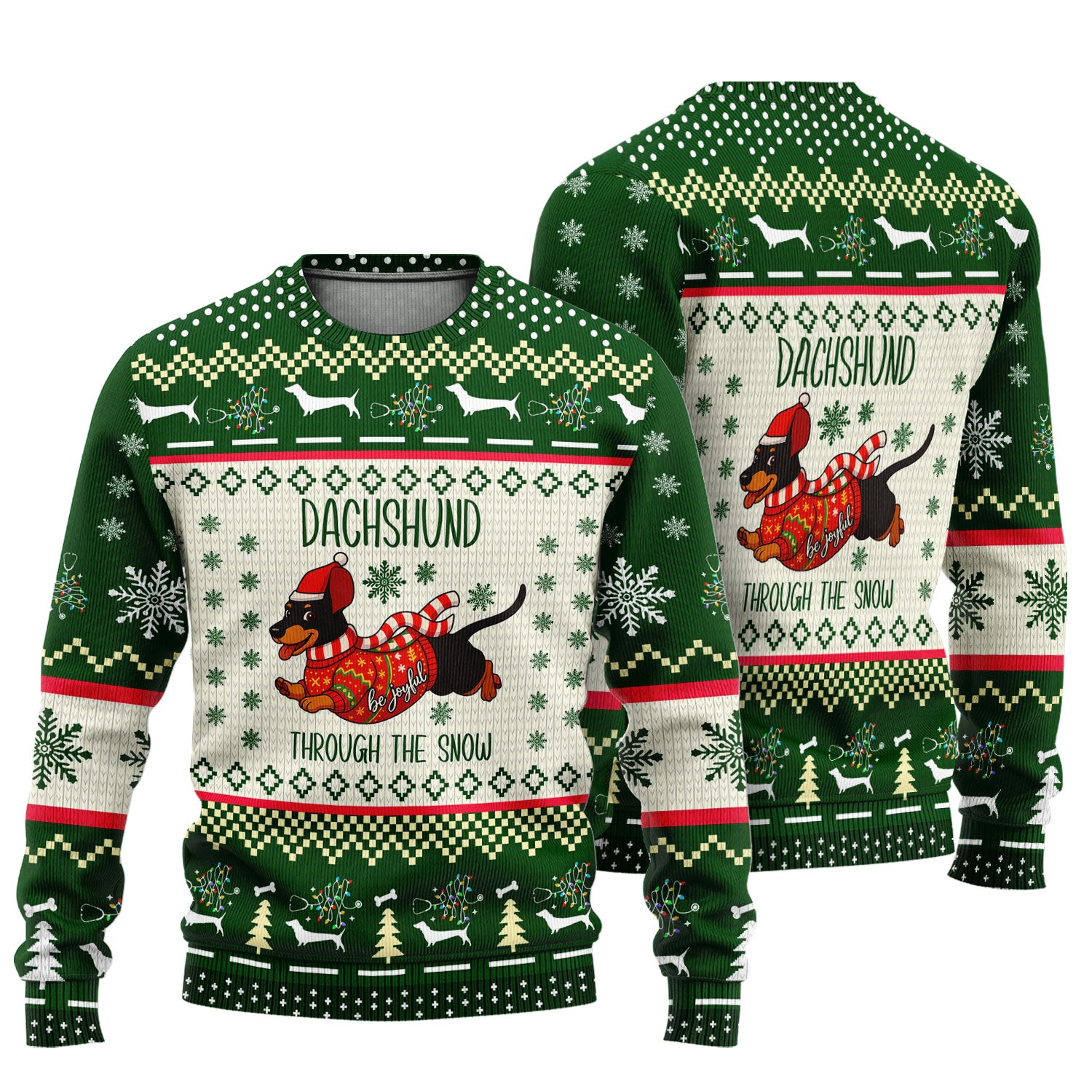 Wiener Dog Through The Snow Christmas Ugly Sweater - Cute Dachshund Nurse Shirt - Funny Holiday Medical Gift