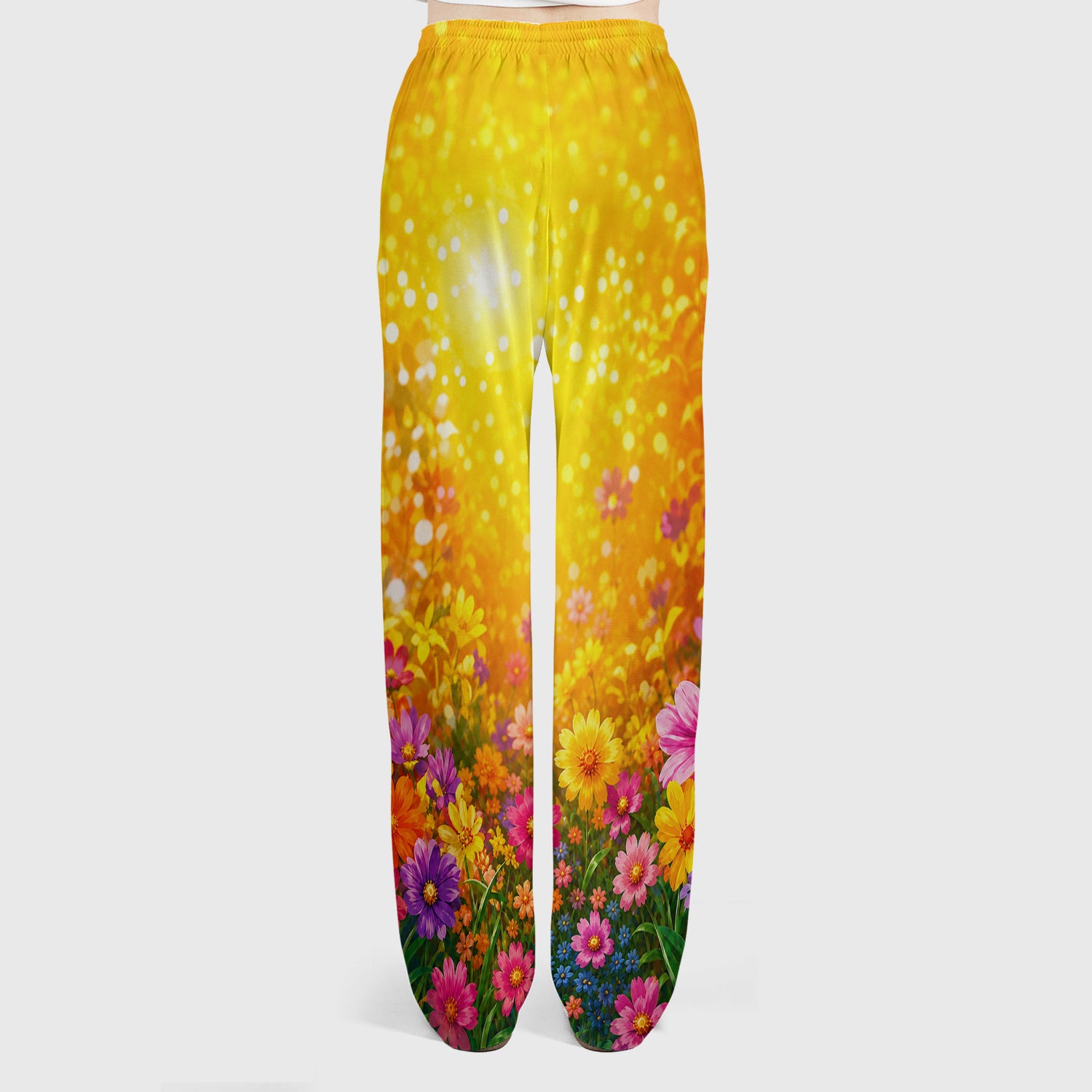 Cute Chihuahua Flower Meadow Pattern Scrub Set, Scrub Pants and V Neck Top
