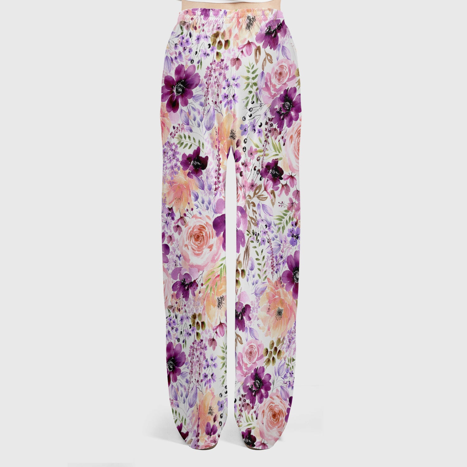 Elegant Watercolor Floral Bloom Scrub Set, Scrub Pants and V Neck Top