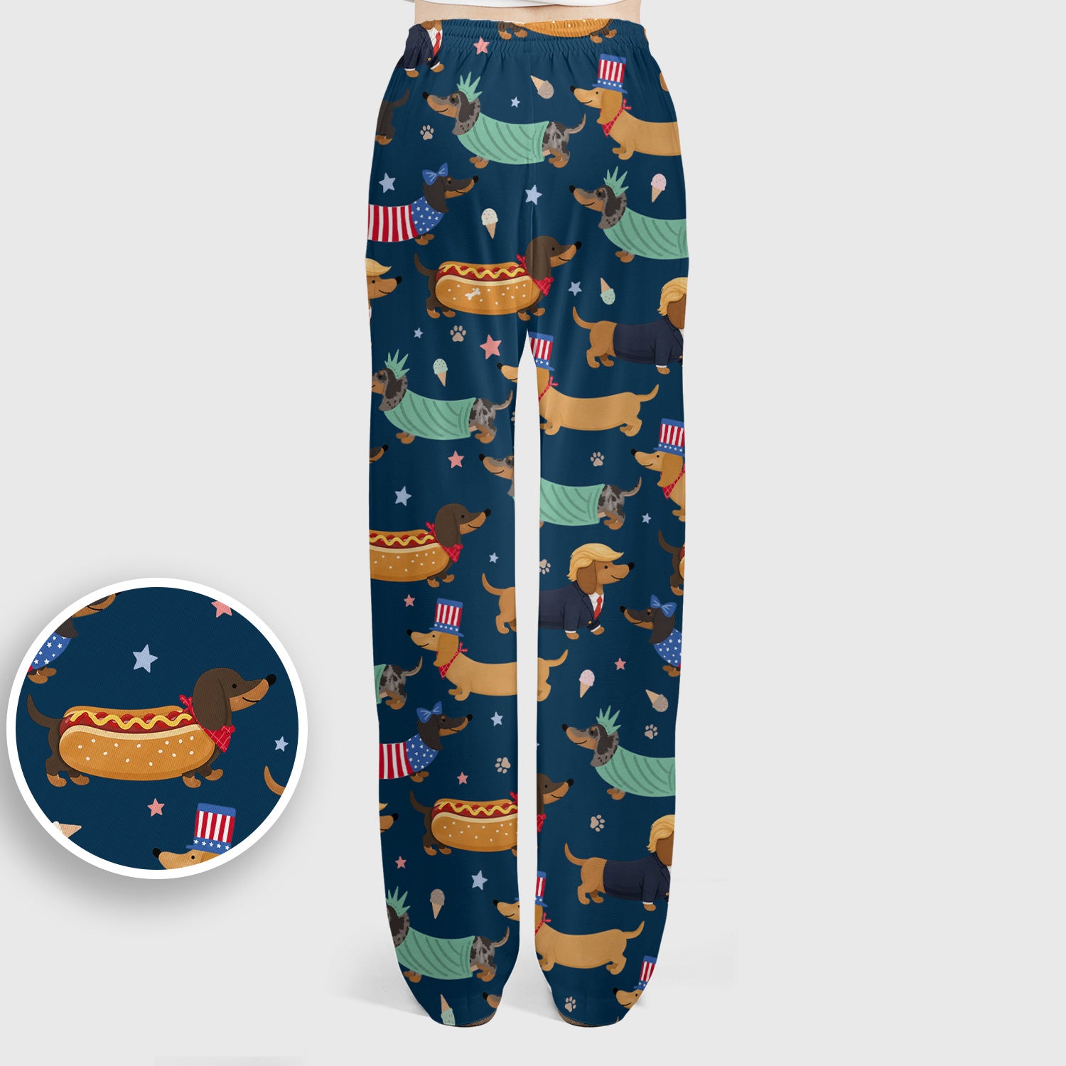 Funny Patriotic Dachshund Costume Dogs Scrub Set, Women's Scrub Sets