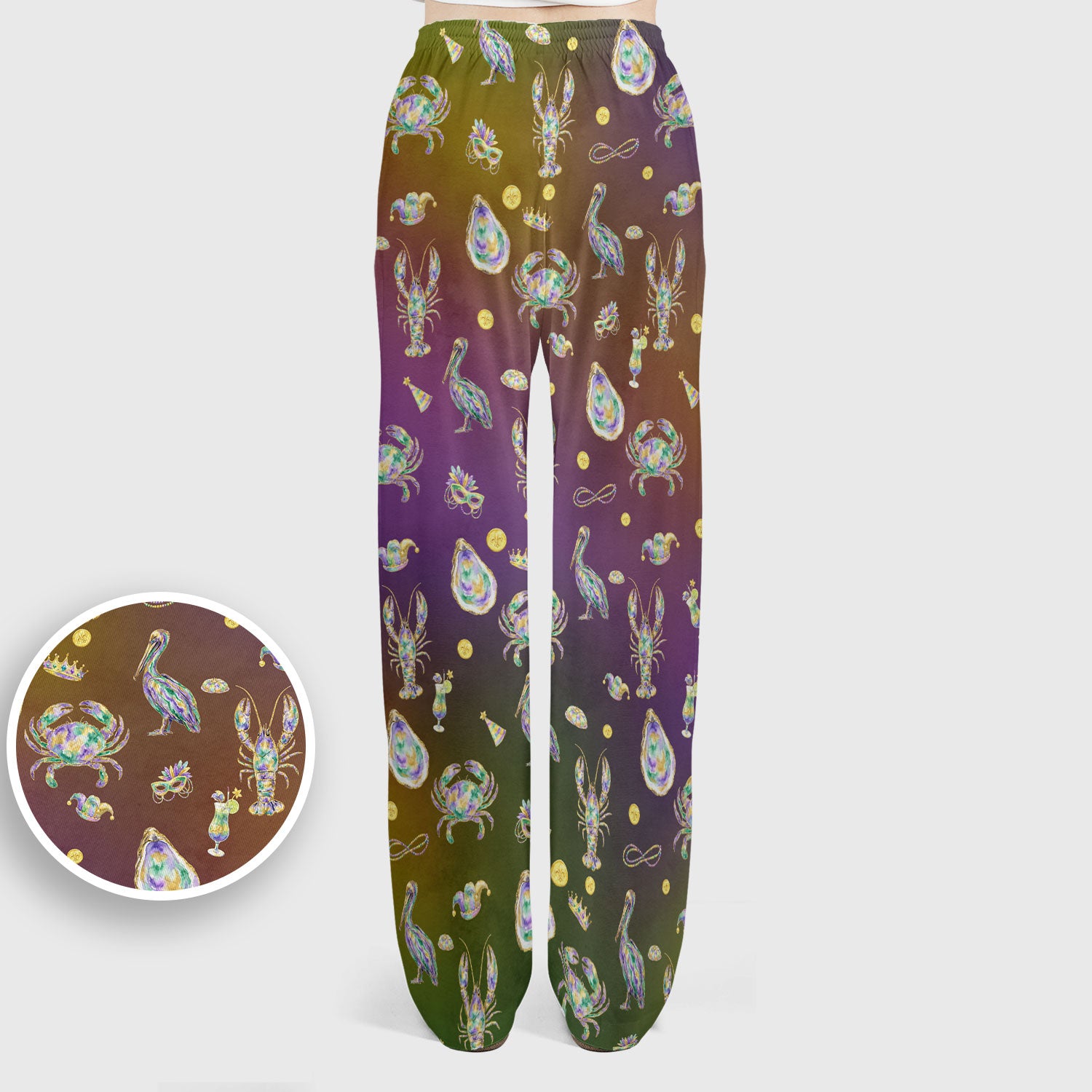 Mardi Gras Seafood Nurse Scrub Set, Comfortable Uniform Scrubs For Nursing