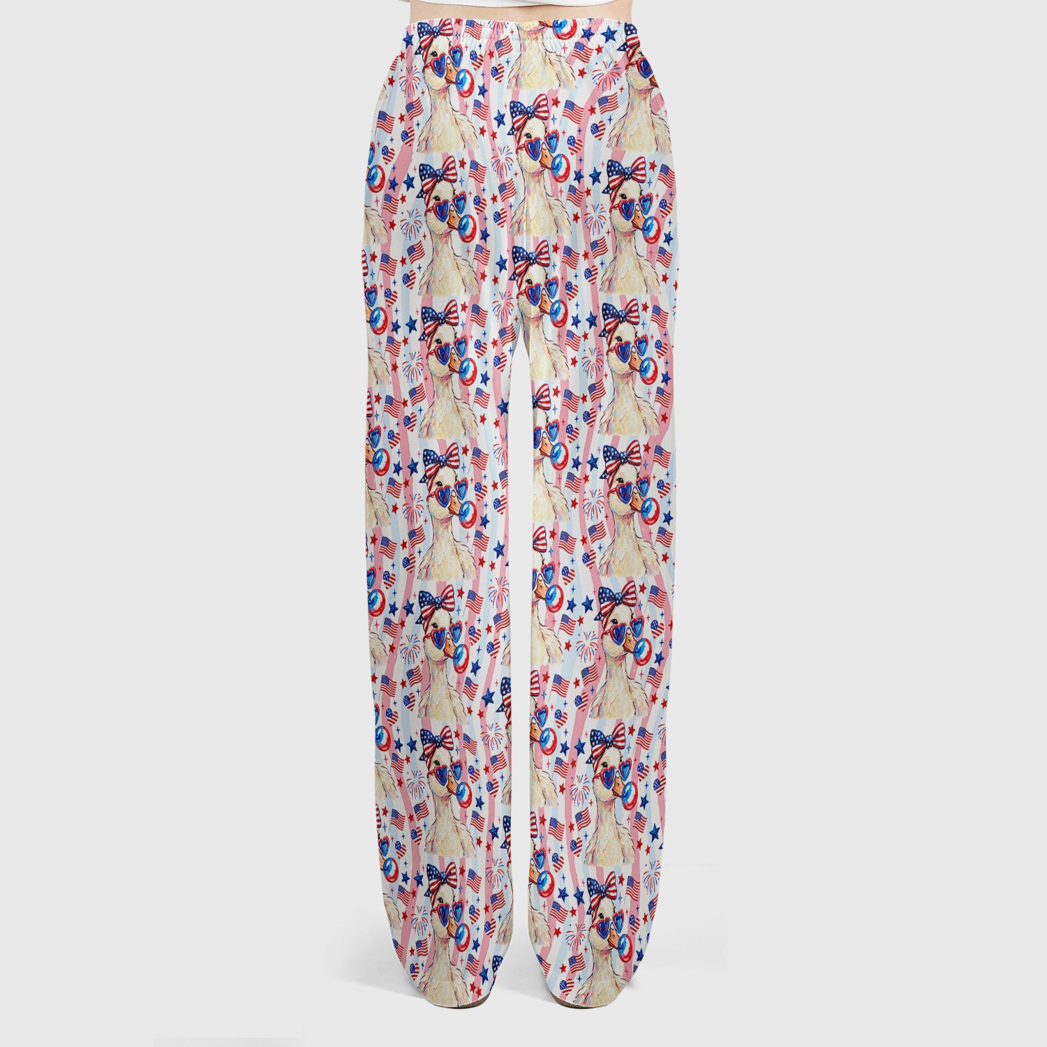 Cute Patriotic Goose Nurse Pattern Scrub Set, Scrub Pants and V Neck Top