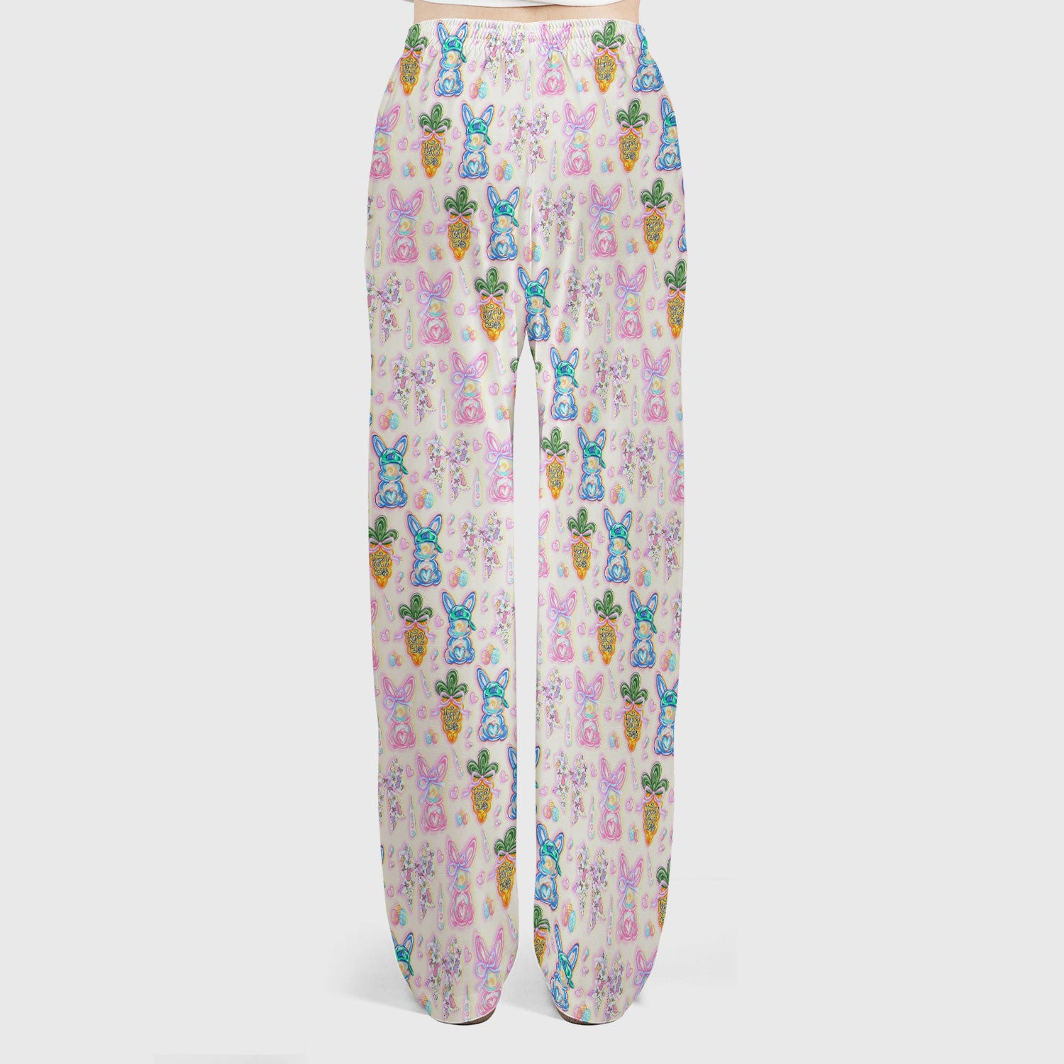 Easter Bunny Carrot Bow Floral Print Scrub Set, Breathable Med Uniform