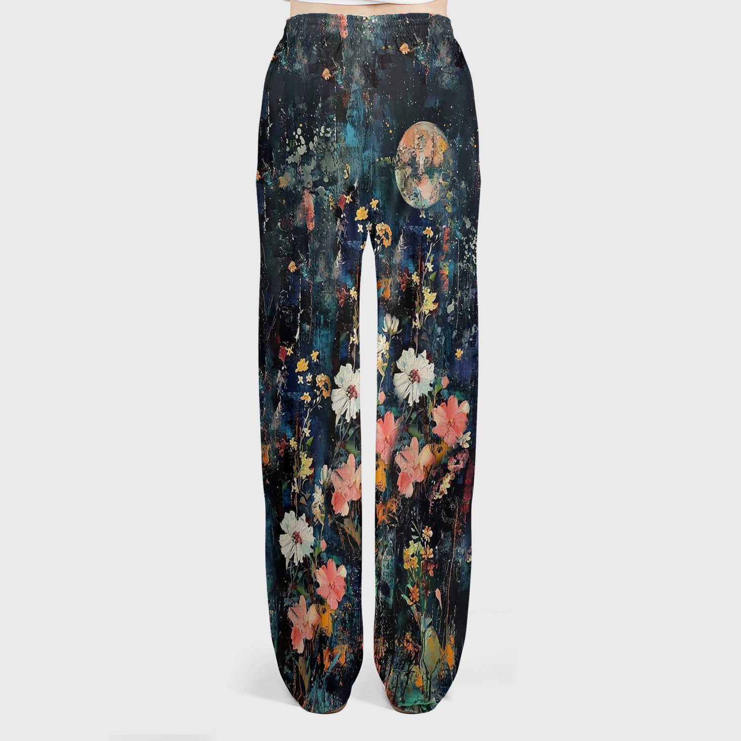 Moonlit Barn Owl Floral Pattern Scrub Set, Scrub Pants and V Neck Top