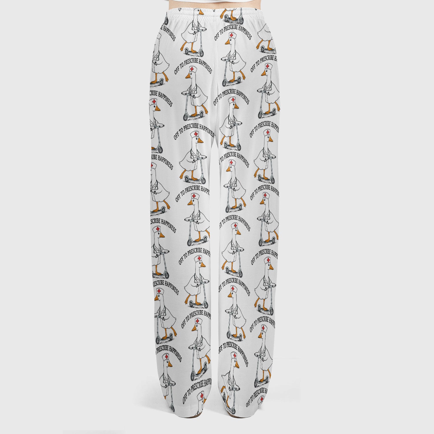 Nurse Goose Scooter Print Scrub Set, Breathable Med Uniform