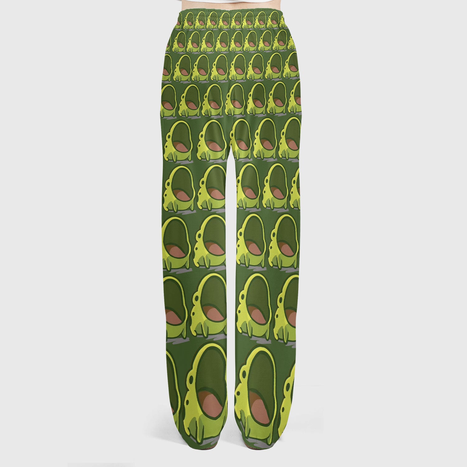 Cute Green Frog Cartoon Print Scrub Set, Scrub Pants and V Neck Top