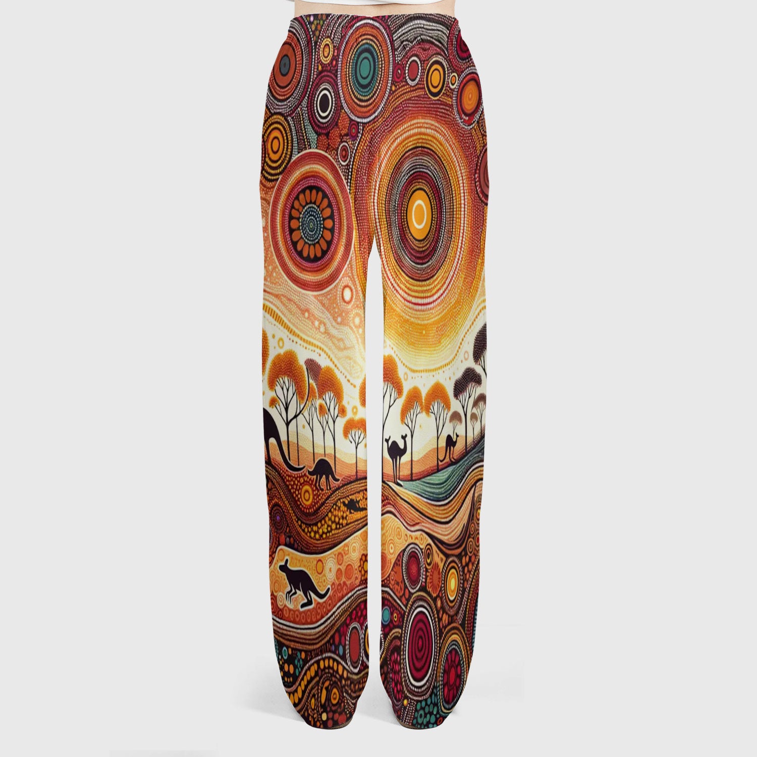 Aboriginal Kangaroo Art Women's Scrub Set, Scrub Pants and V Neck Top