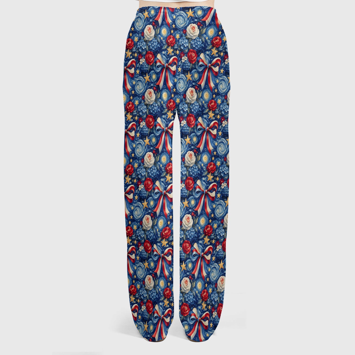 Patriotic Starry Bow Nurse for RN, CNA, Healthcare Workers Scrub Set, Scrub Pants and V Neck Top